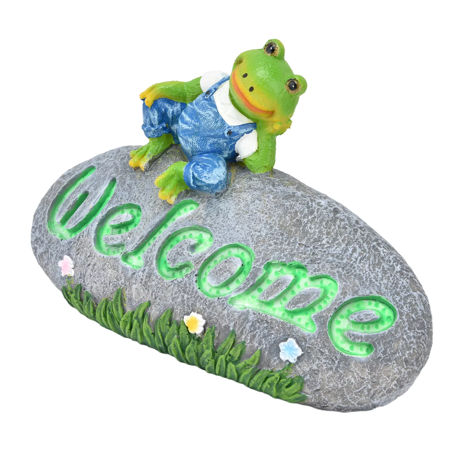 Verdant Touch Welcome Frog Statue Welcome Frog Statue Luminous Garden Decor Resin Craftwork Patio Yard Lawn Animal Ornament for Indoor Outdoor