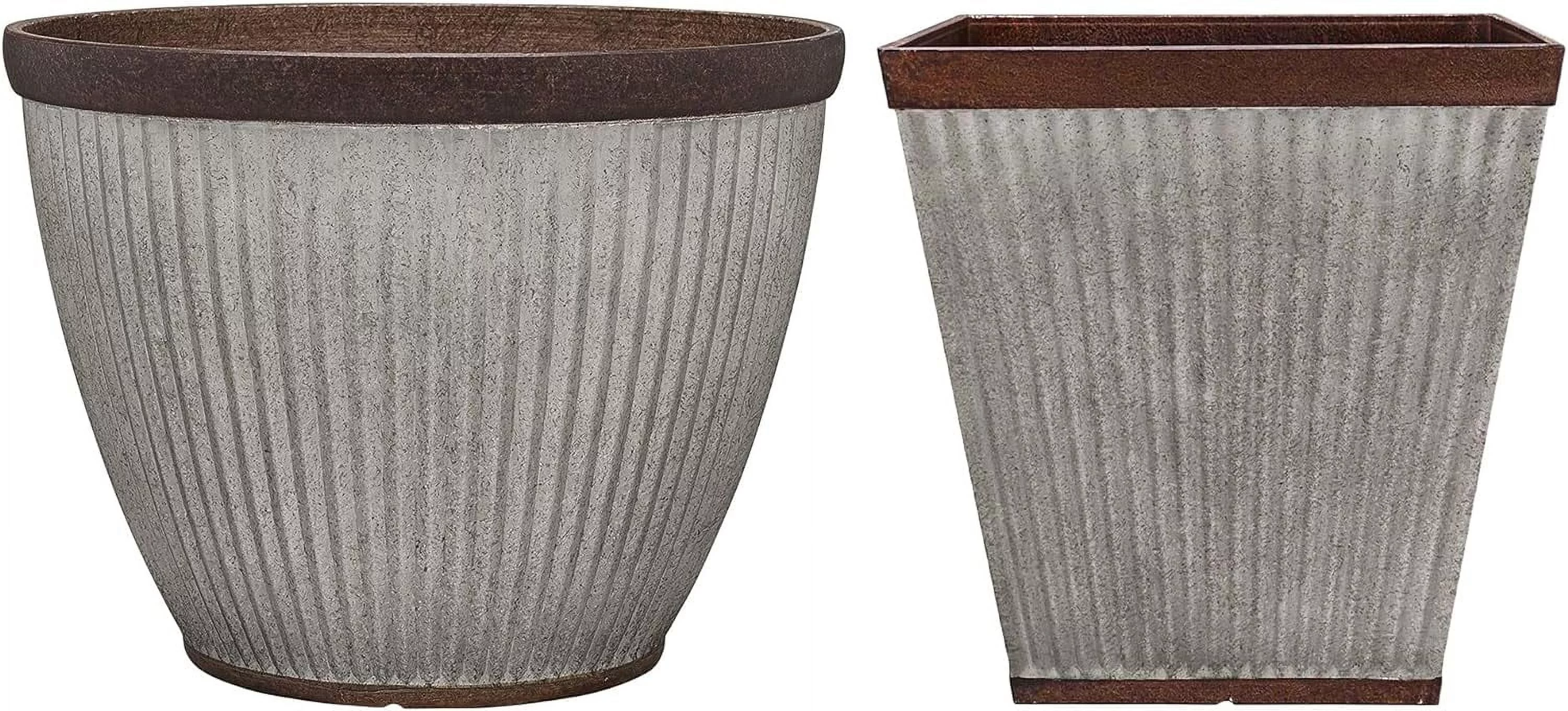 Inch Rustic Resin Indoor Outdoor Planter Urn With 16 Inch Square Rustic Box Flower For Flowers, Herbs, And Flowers