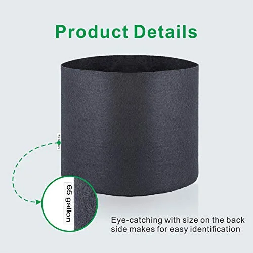 65 Gallon 12-Pack Round Fabric Fabric Aeration Pots Container for Nursery Garden and Planting Grow