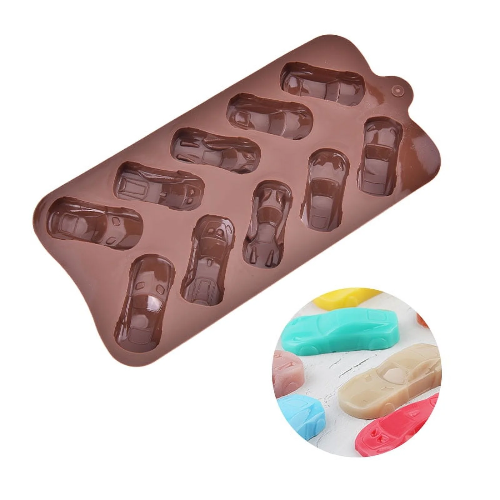 New Chocolate Molds Silicone Cake Mold 10 Cavity Car Shape Wedding Candy Baking