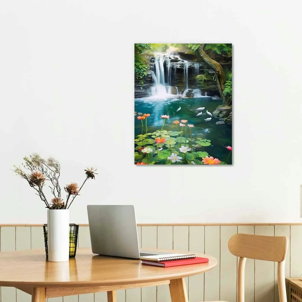 PRATYUS Art Modern Canvas Wall Art Picture 16x20in for Living Room Bedroom Fall Decor Waterfall Scenery 16x20in