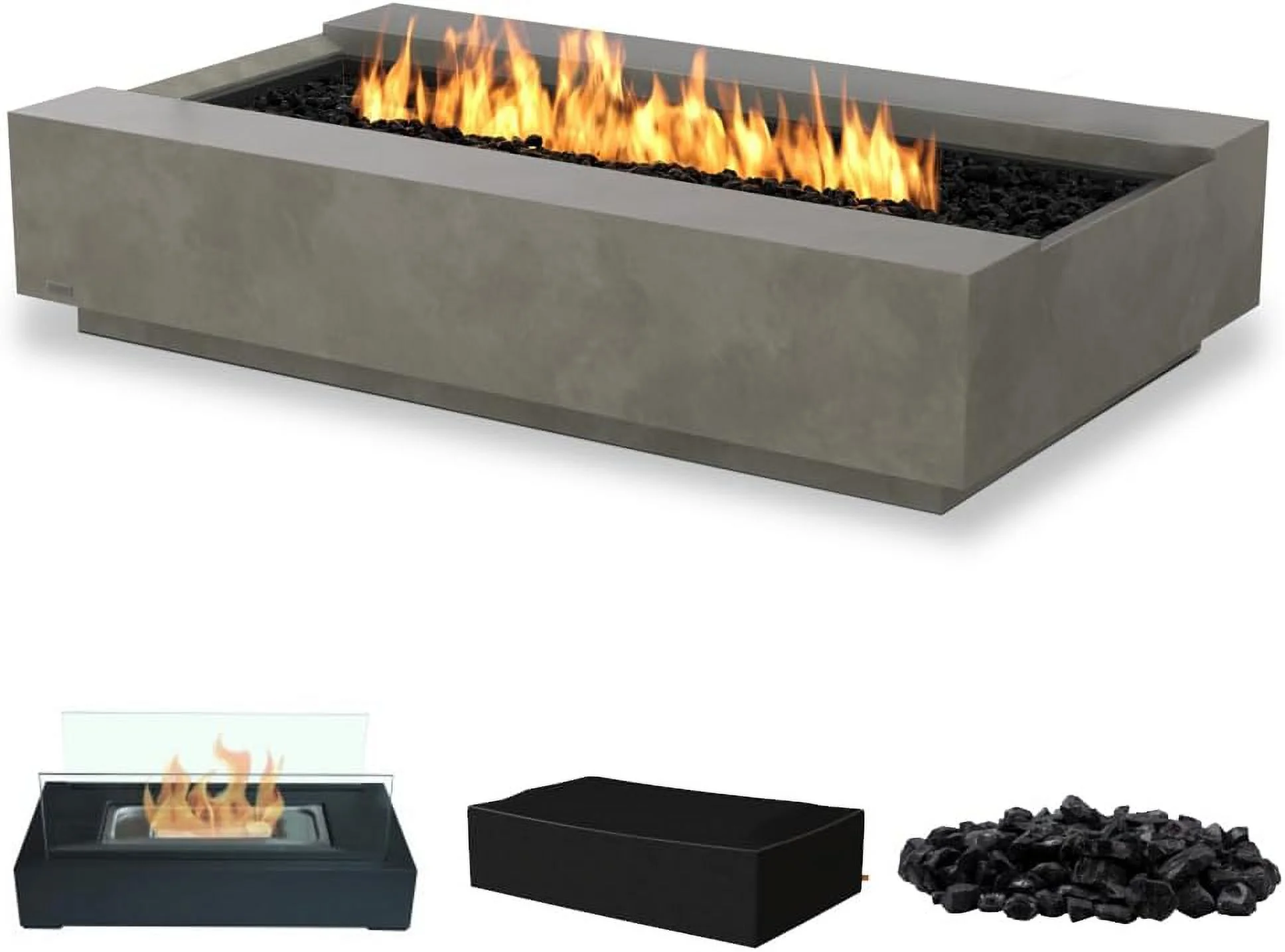 Ecosmart | Cosmo 50 Fire Pit Table | Natural Color | Stainless Steel Gas Burner | Elegant Curved Design with Versatile Wide Lip | Complements Any Decor and Setting