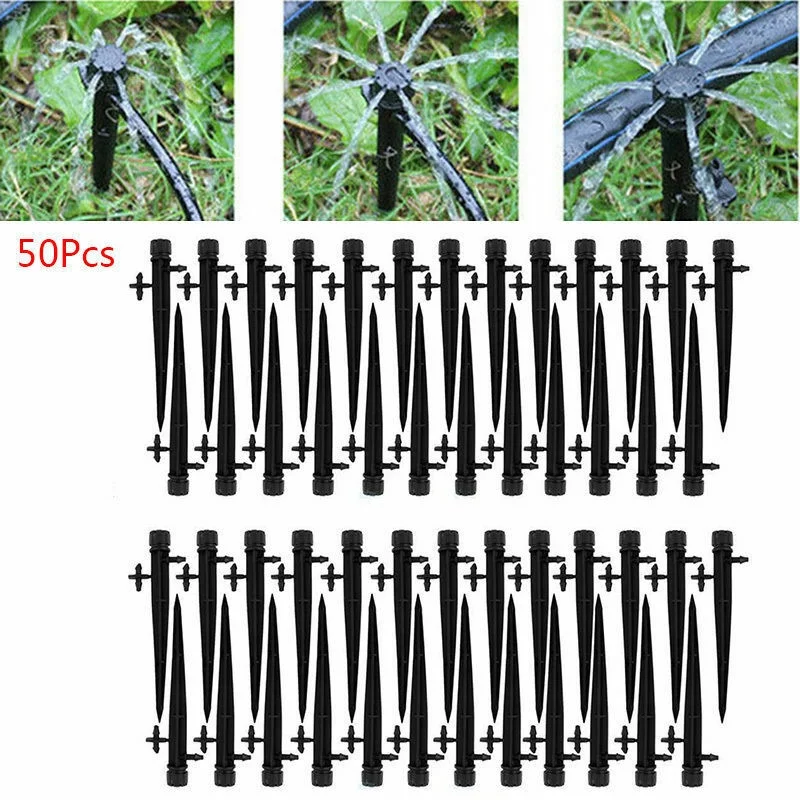 50x  Garden Water Flow Irrigation Drippers on Stake Emitter Drip Sprinklers