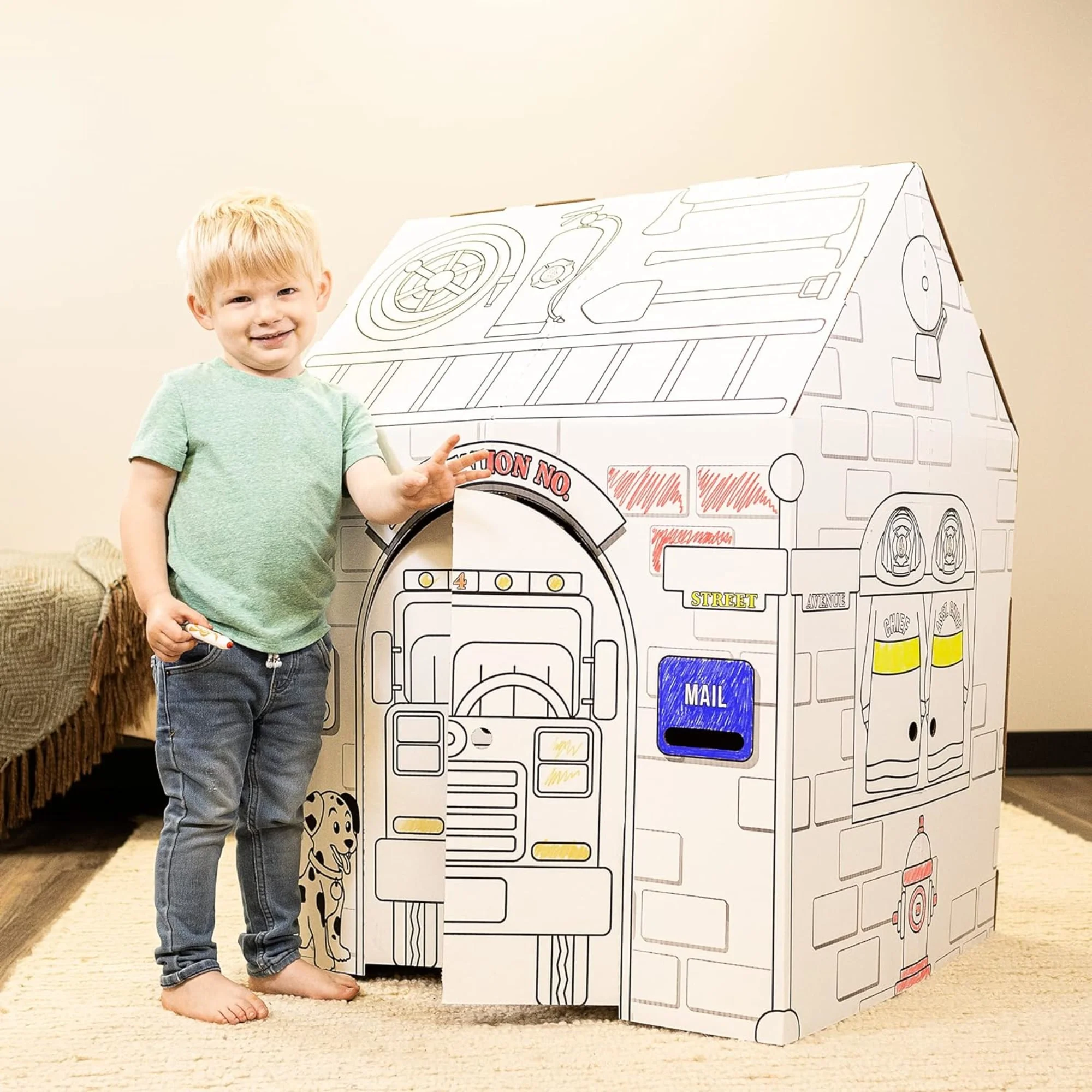 Easy Playhouse Police and Fire Station - Kids Craft for Indoor & Outdoor Fun