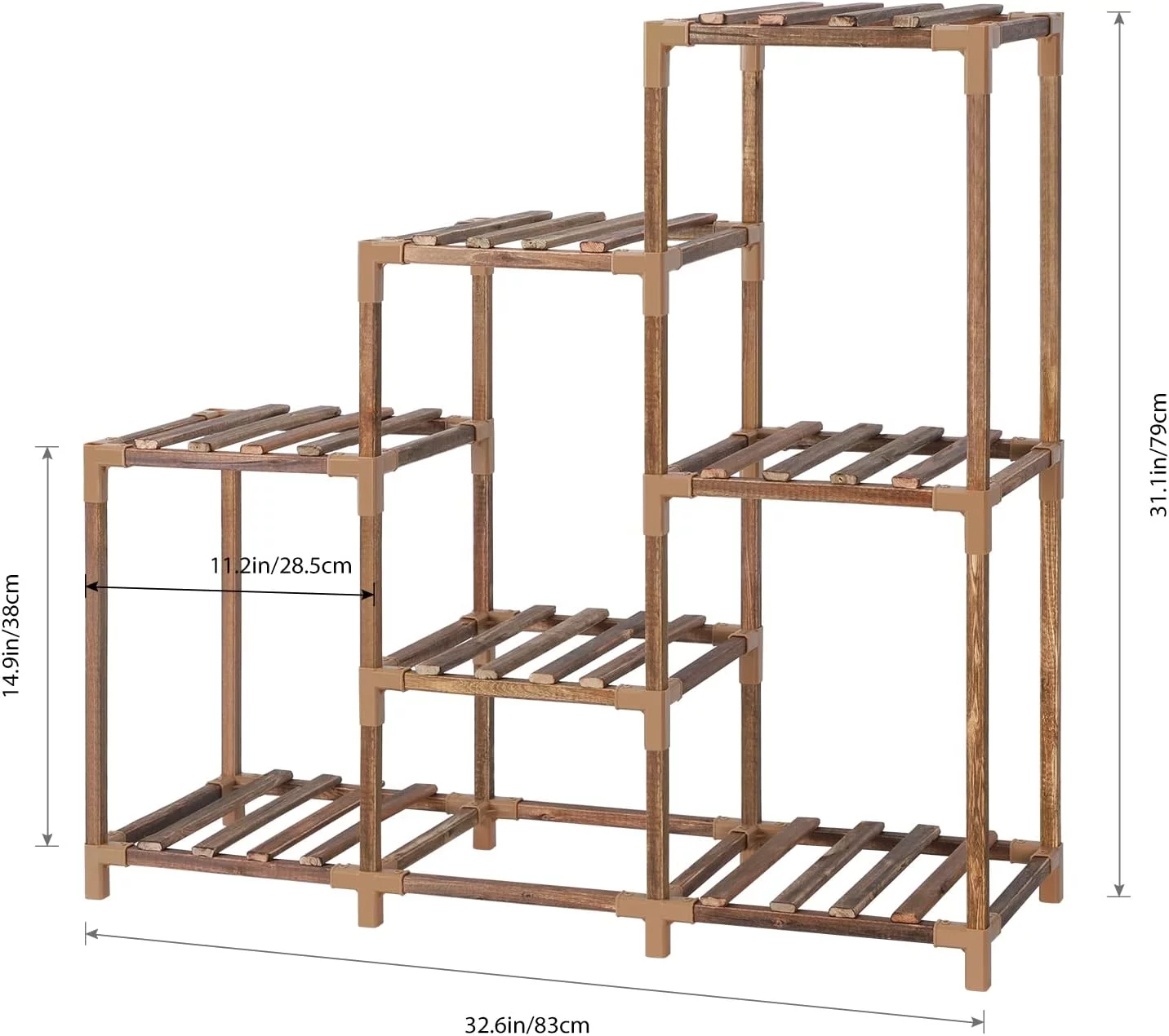 Indoor Plant Stand, Wooden Multi-Tier Plant Stand, 5-Tier Ladder and 7 Pots for Windows, Garden, Balcony and Living Room Ladder Model