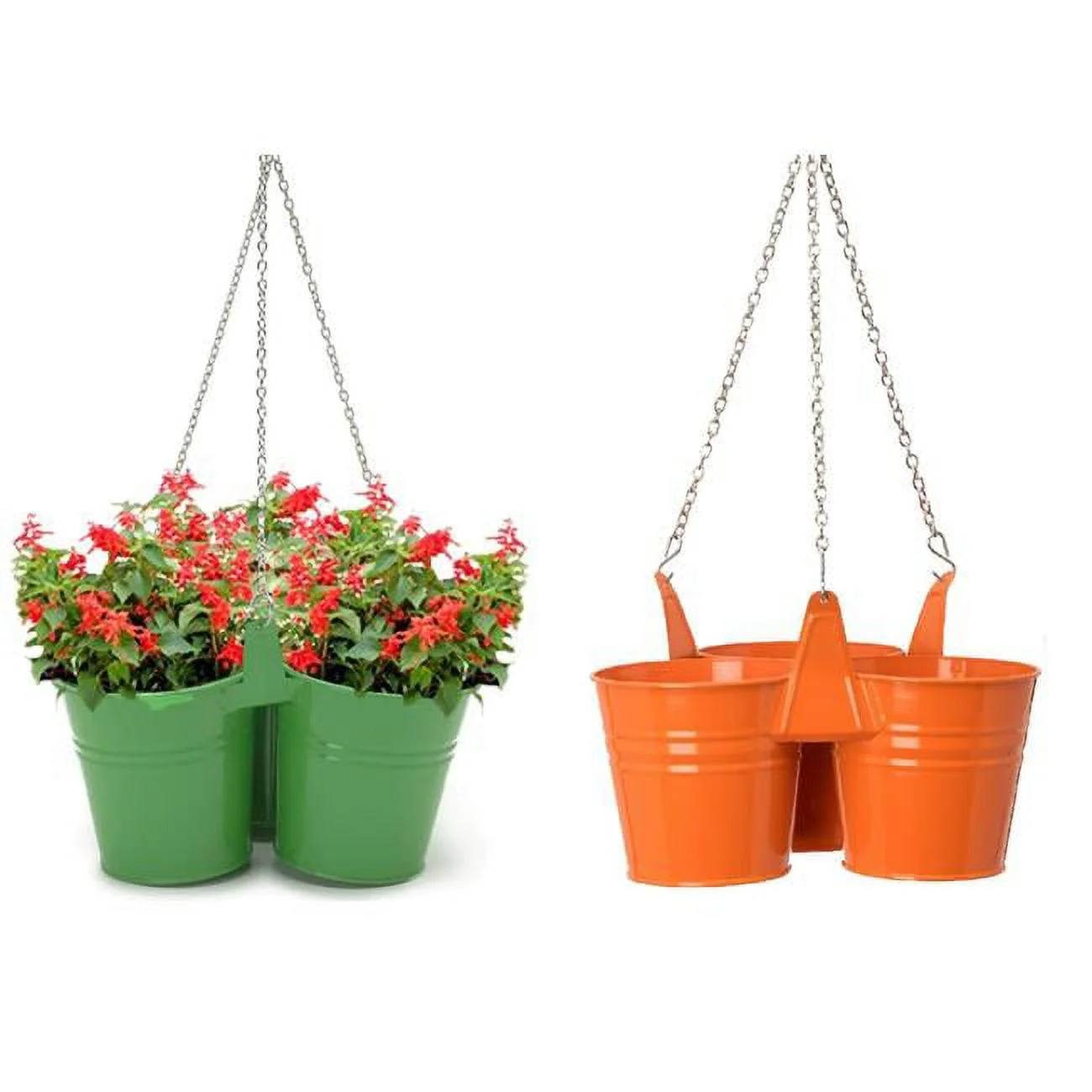 8117E AG-TA S-2 Enameled Galvanized Triple Hanging Planter - Set of 2