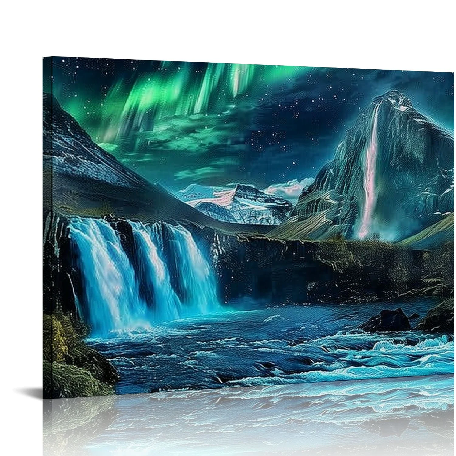 Nawypu  Large Canvas Wall-Art for Living Room - Waterfall Pictures for Wall - Teal Wall Decor Ready to Hang