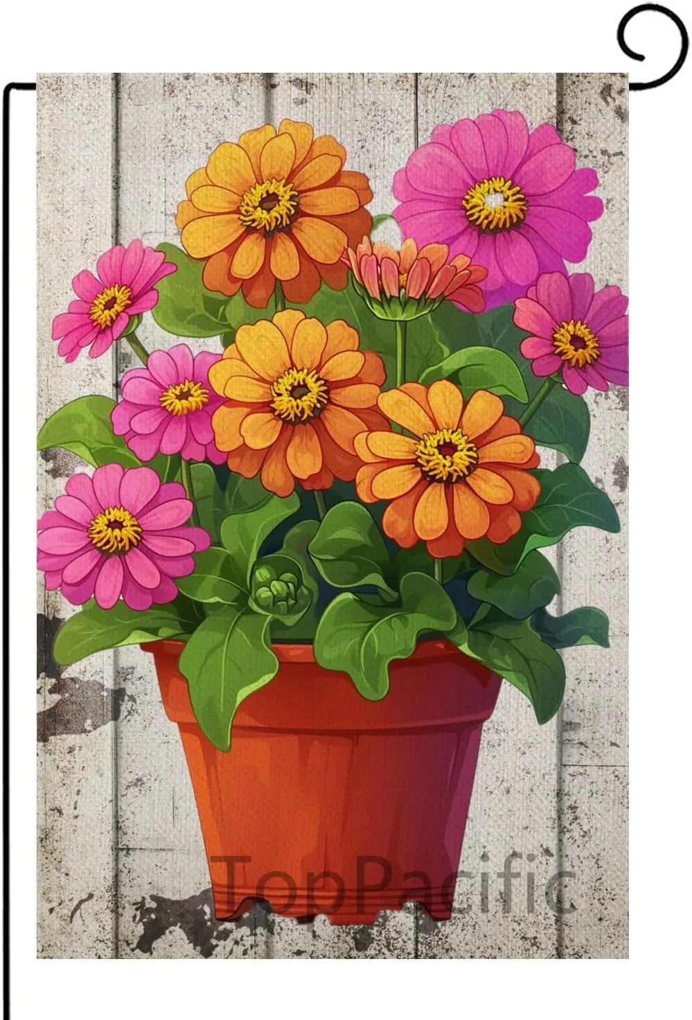 Zinnia Yard Flag Spring Floral Garden Flag Double Sided, Flower Pot Decorative House Yard Lawn Outdoor Decor, Summer Holiday Farmhouse Home