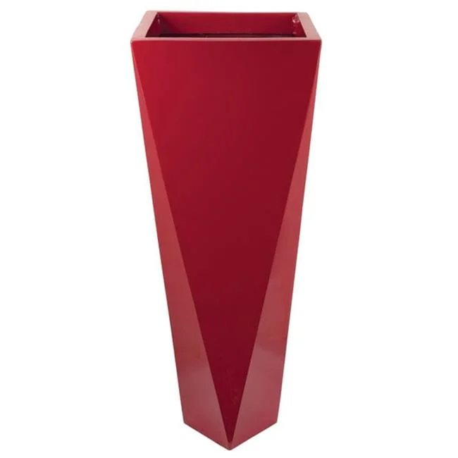 36 in. Tapered Square Pot - Gloss Red - 36 in.
