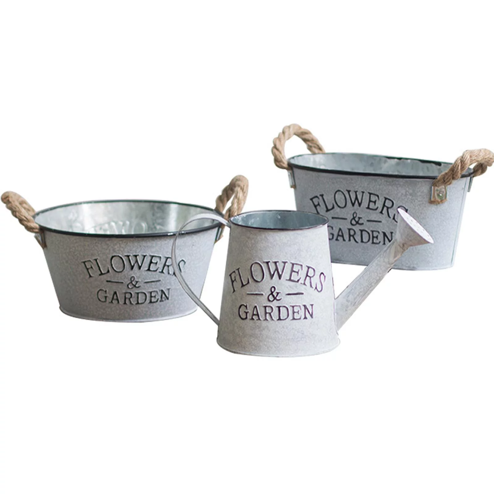 Iron Planter Pot Landscape Planter Pot Flower Handle Chic Planter Container for Indoor Balcony Garden Patio Shelf , Oval