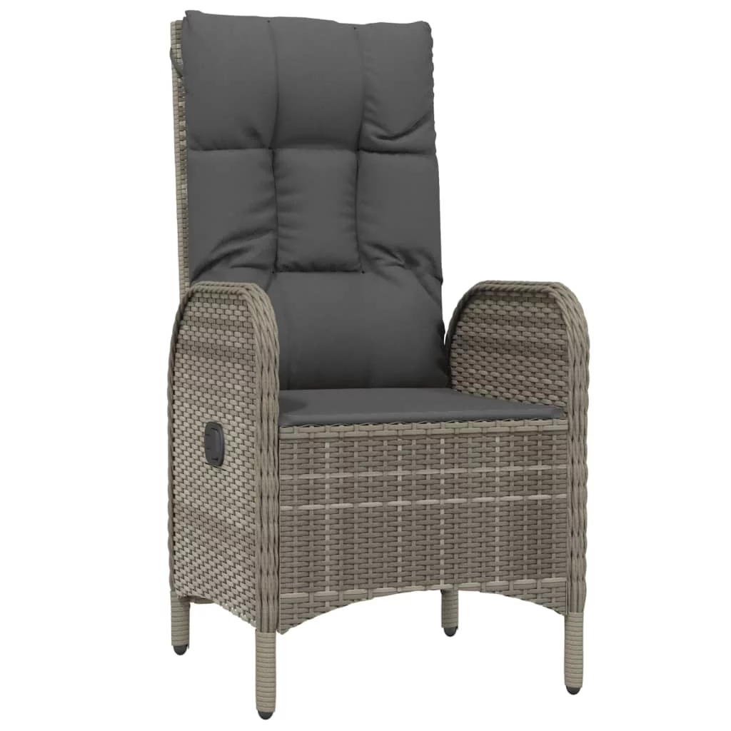 Anself 4 Piece Patio Dining Set with Cushions Gray Poly Rattan