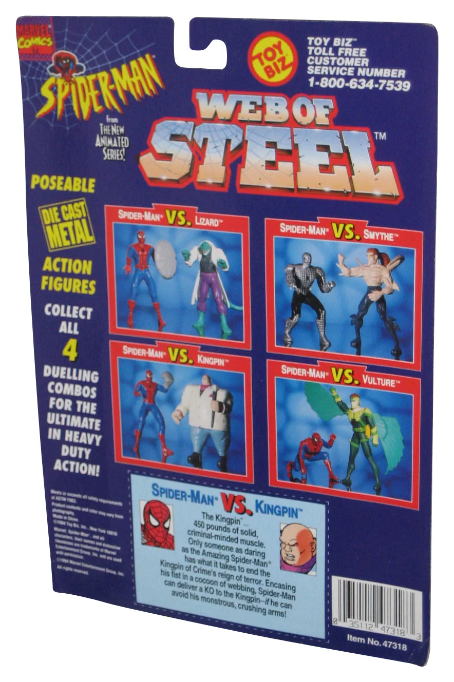 Marvel Spider-Man Web of Steel vs Kingpin (1994) Toy Biz Die Cast Metal Figure Set
