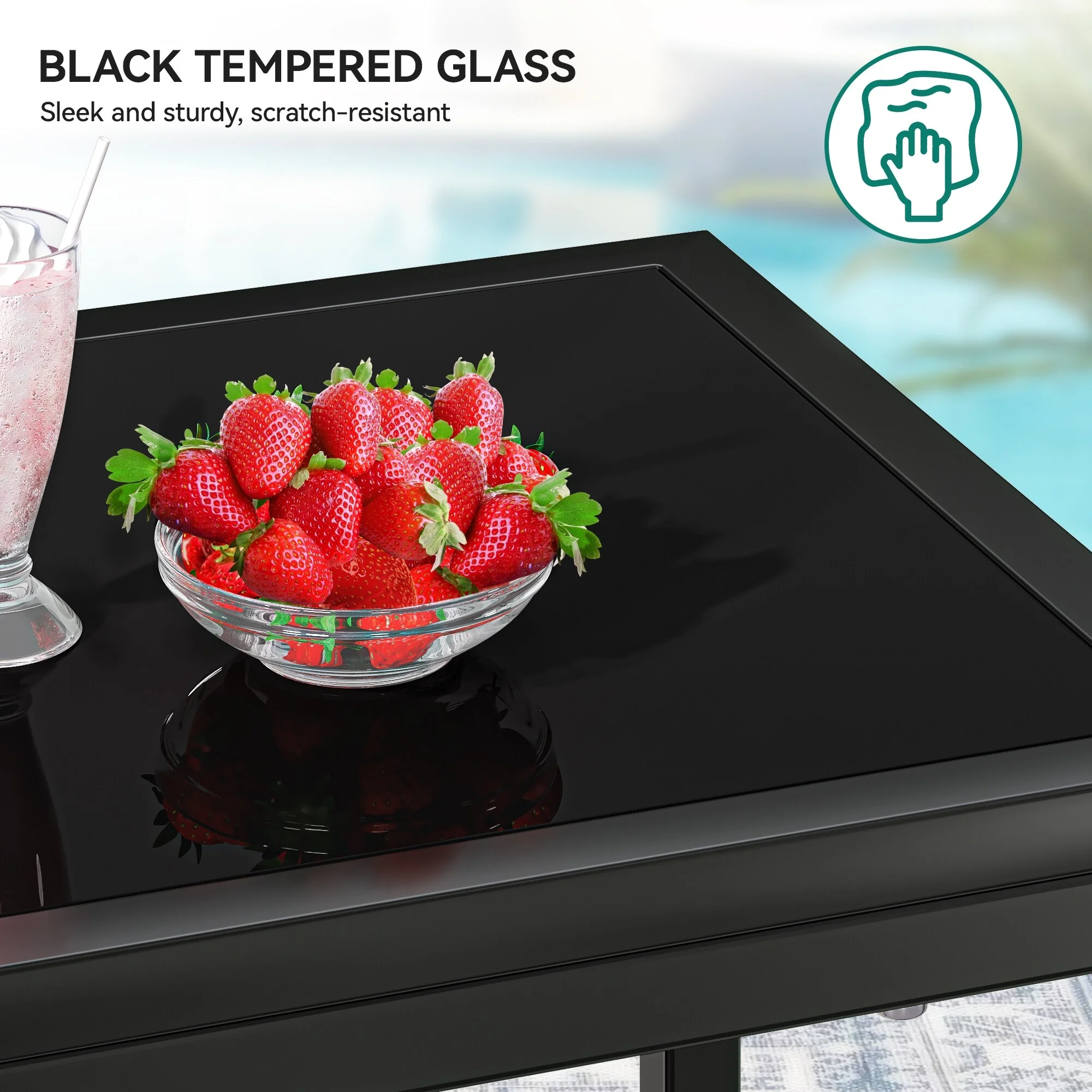 5-Piece Patio Wicker Bistro Set with Cushions - 23.2