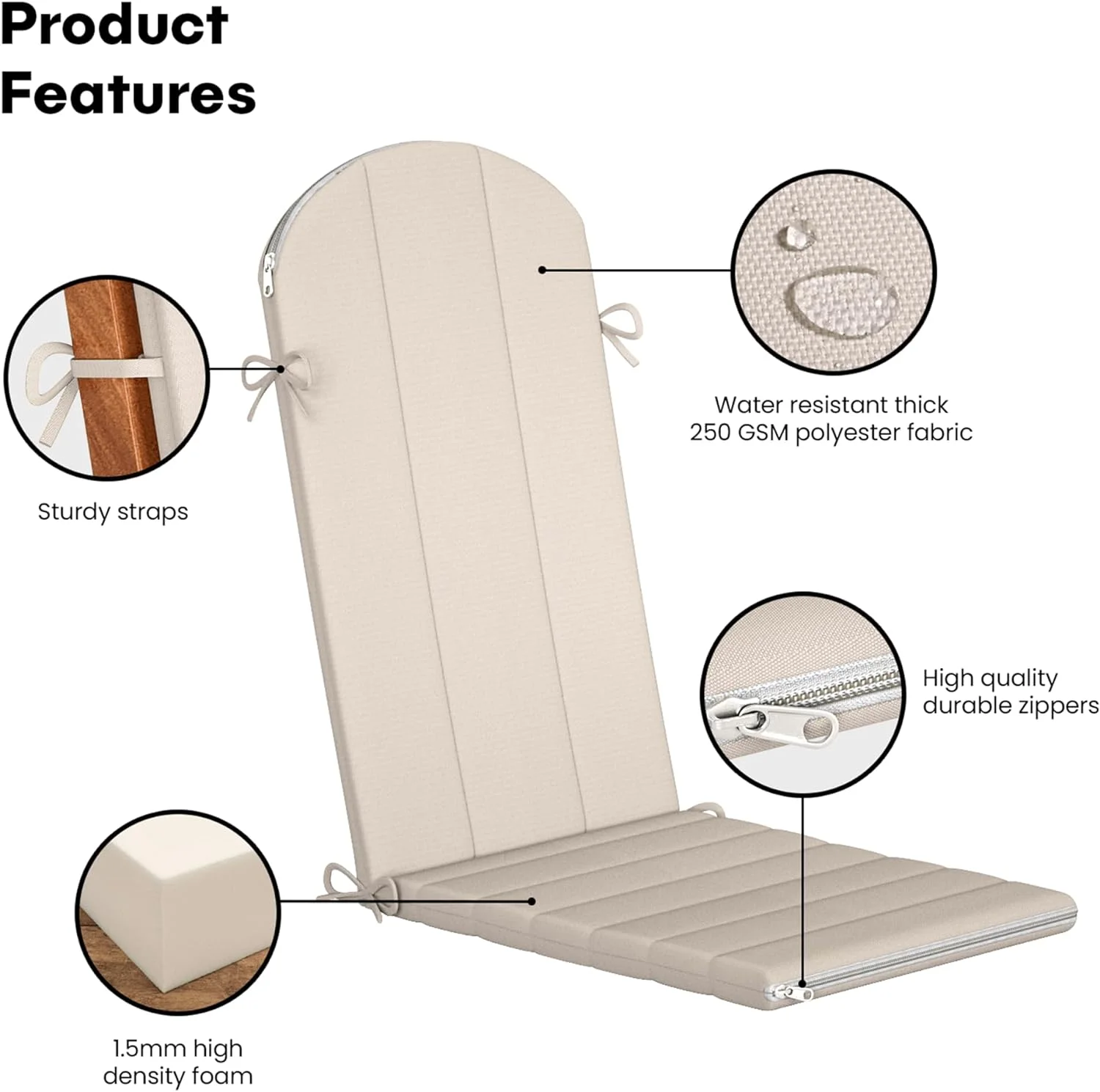 DSZBNUIO Adirondack Chair Seat Quilted Outdoor Chair Cushions for Patio  |  & Water-Resistant  Rocking Chair Cushion with High-Density Foam  Heather Indigo