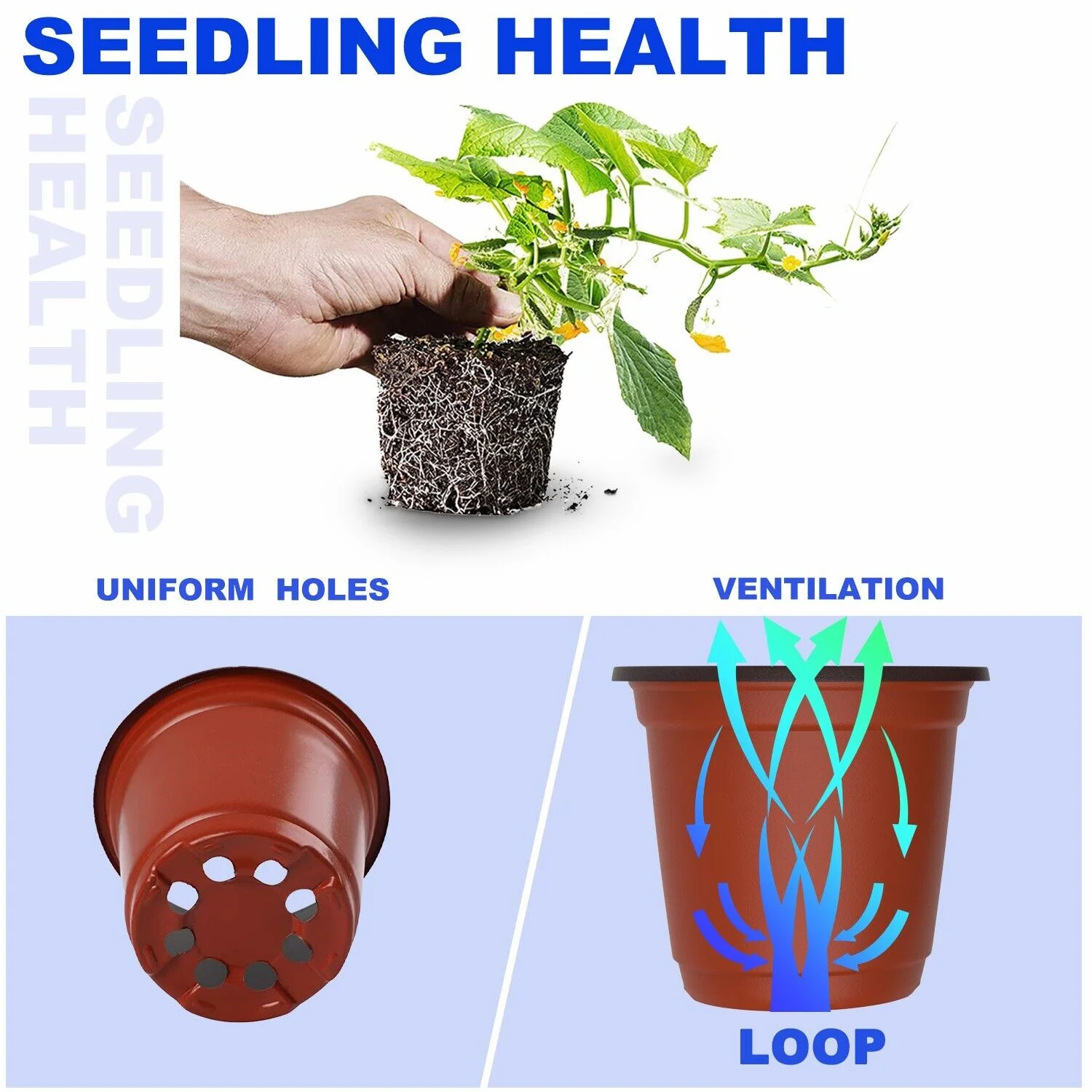 100x Garden Nursery Plastic Pots Flower Plant Container Seed With Label＆Fly Trap