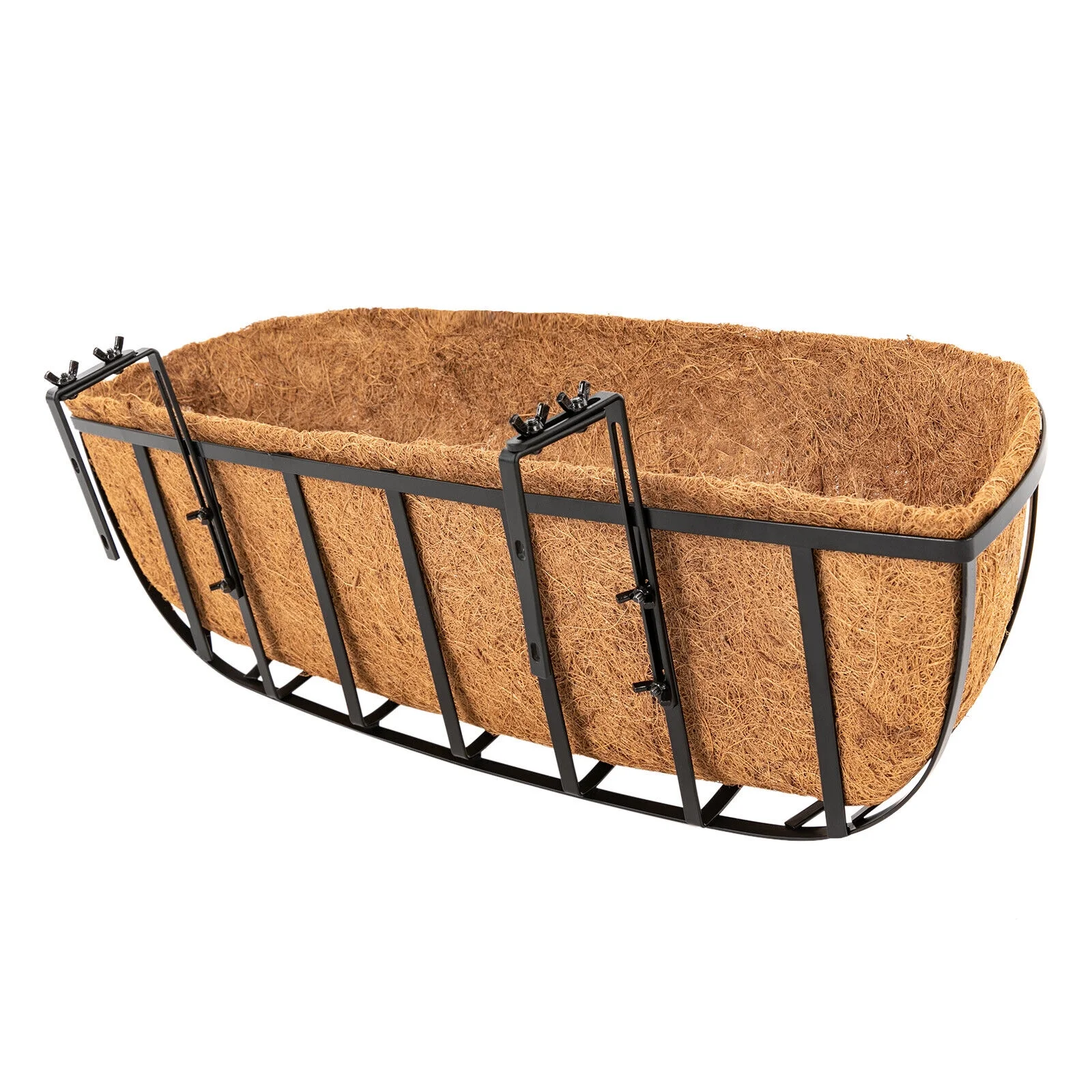 24inch Deck Railings Flower Boxes, Set of 4 Deck Railing Planter Boxes Window Boxes Hanging Flower Planter Boxes for Garden Lawn Window Basket Railing Window Boxes for Outdoor& Indoor