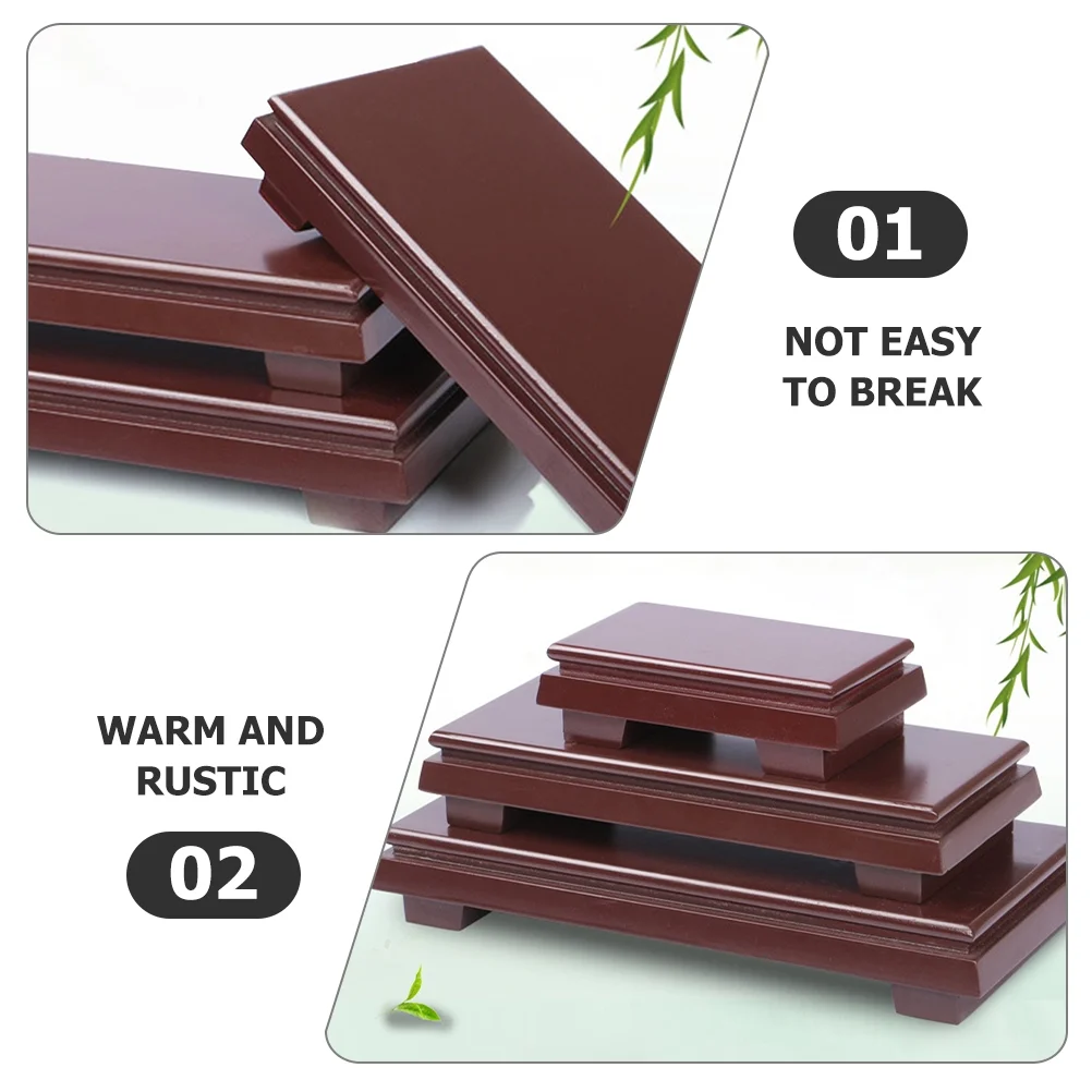 Rectangular Pedestal Stand Rectangular Planter Base Wooden Flowerpot Base Wood Carving Stand