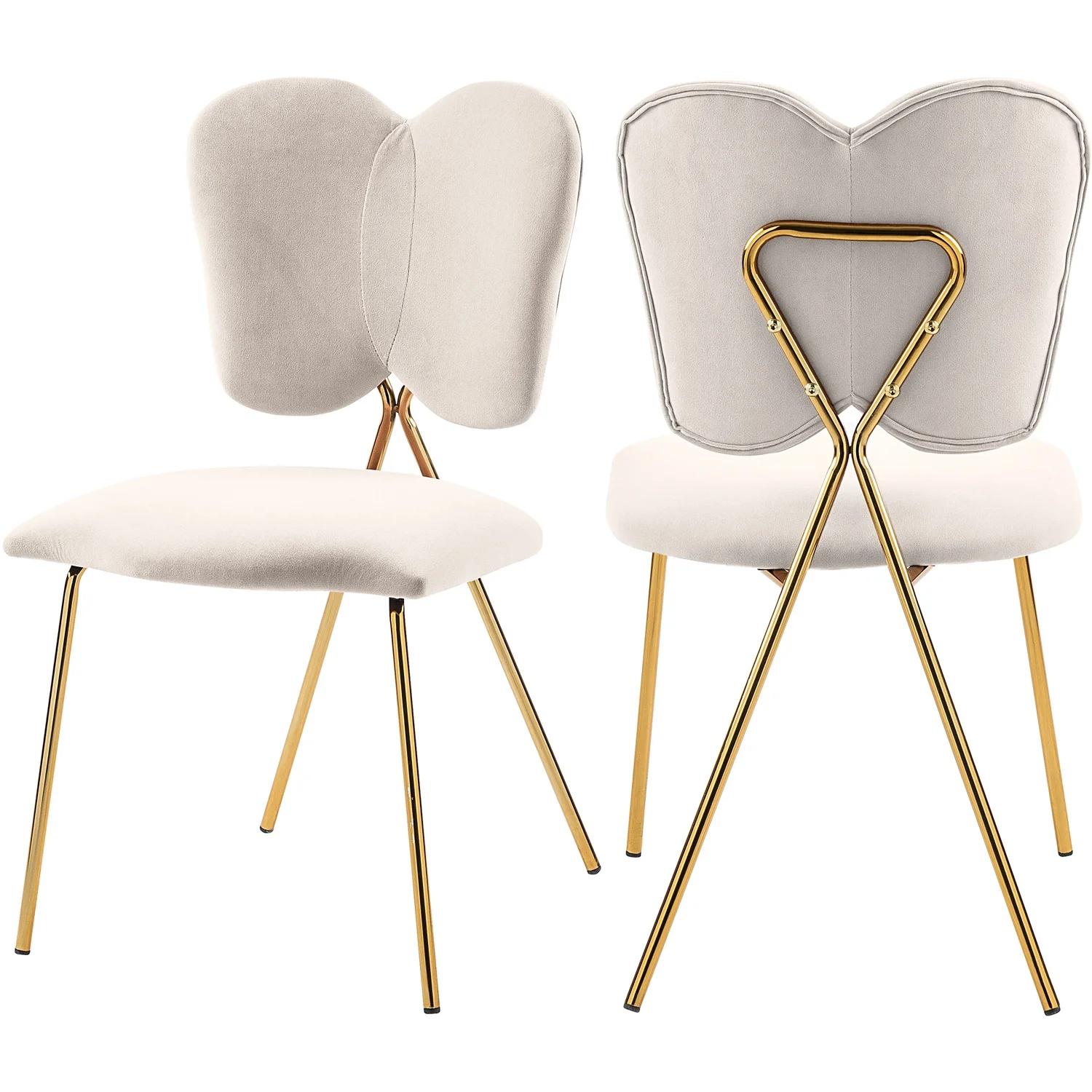 Maykoosh Classic Comfort Velvet Upholstered Dining Chair with Butterfly Shaped Back and Sturdy Gold Iron Legs