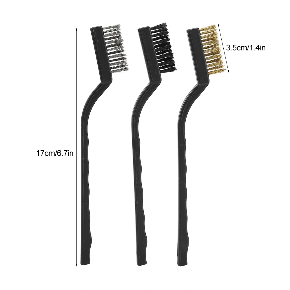 Nikou Wire Brush-3Pcs Mini Plastic Handle Wire Brush Clean Trunk Burr Bonsai Brush Garden Cleaning Tool