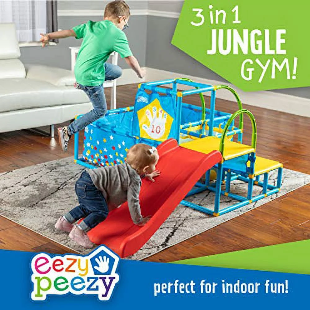 Eezy Peezy Active Play 3 in 1 Jungle Gym PlaySet “ Includes Slide, Ball Pit, &