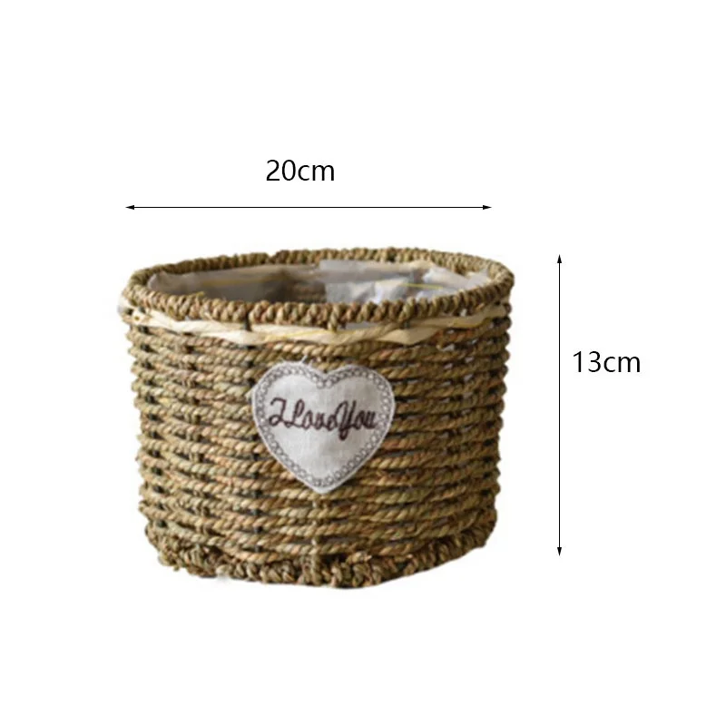 Flower Basket Straw Rattan Basket Flower Arrangement Wall Flower Pots Green Plants Succulent Pots Rustic Rattan Flower Basket