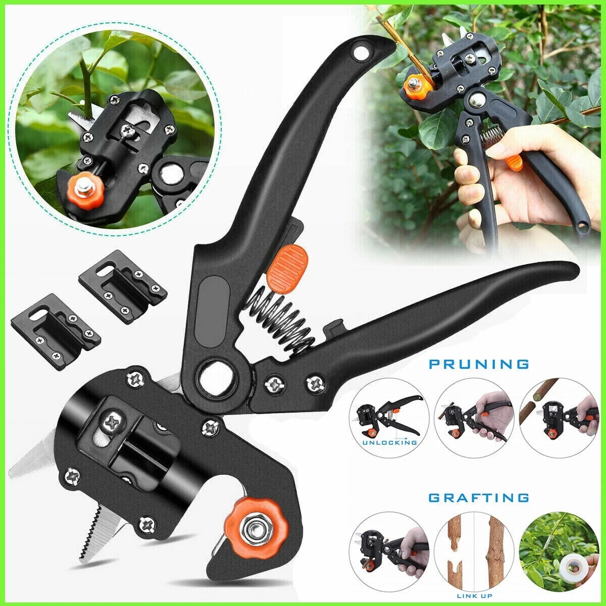 Professional Grafting Tools Pruner Kit, Garden Fruit Tree Grafting Shears, Gardening Scissors Shear Cutting Tool with Replacement Blades