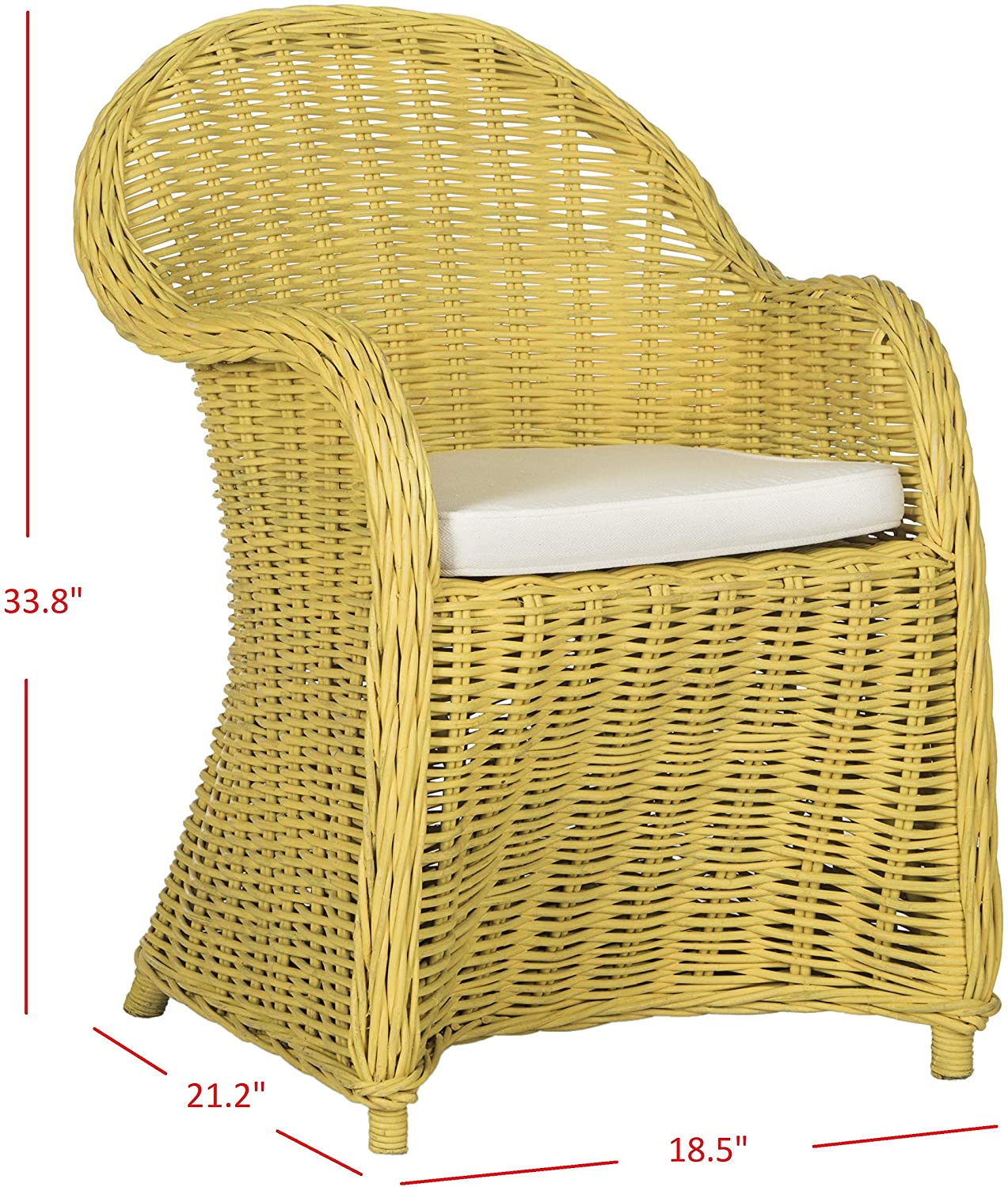 MINGFENG Home Collection Callista Yellow Wicker Club Chair