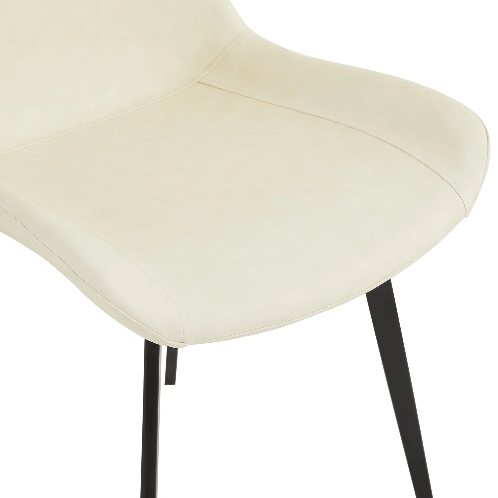 4pcs Disassembled PU Iron Pipe Curved Dining Chair  Off-White