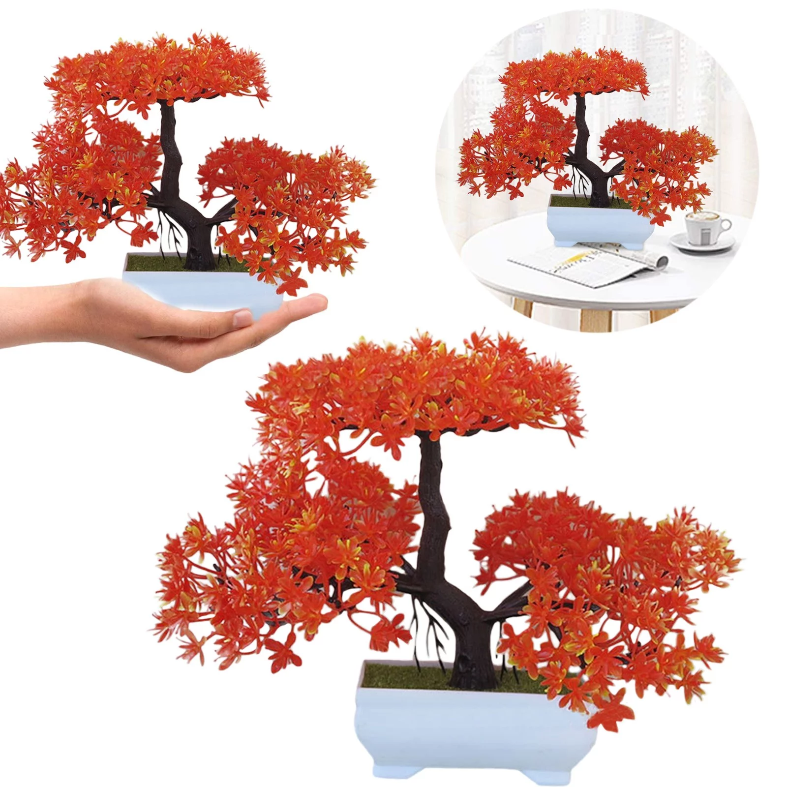 NLLSHGJ Artificial Flowers Creative Green Artificial Tree Bonsai Artificial In Pot Artificial Planter Home Office Desk Decorations For Indoor Outdoor Decor