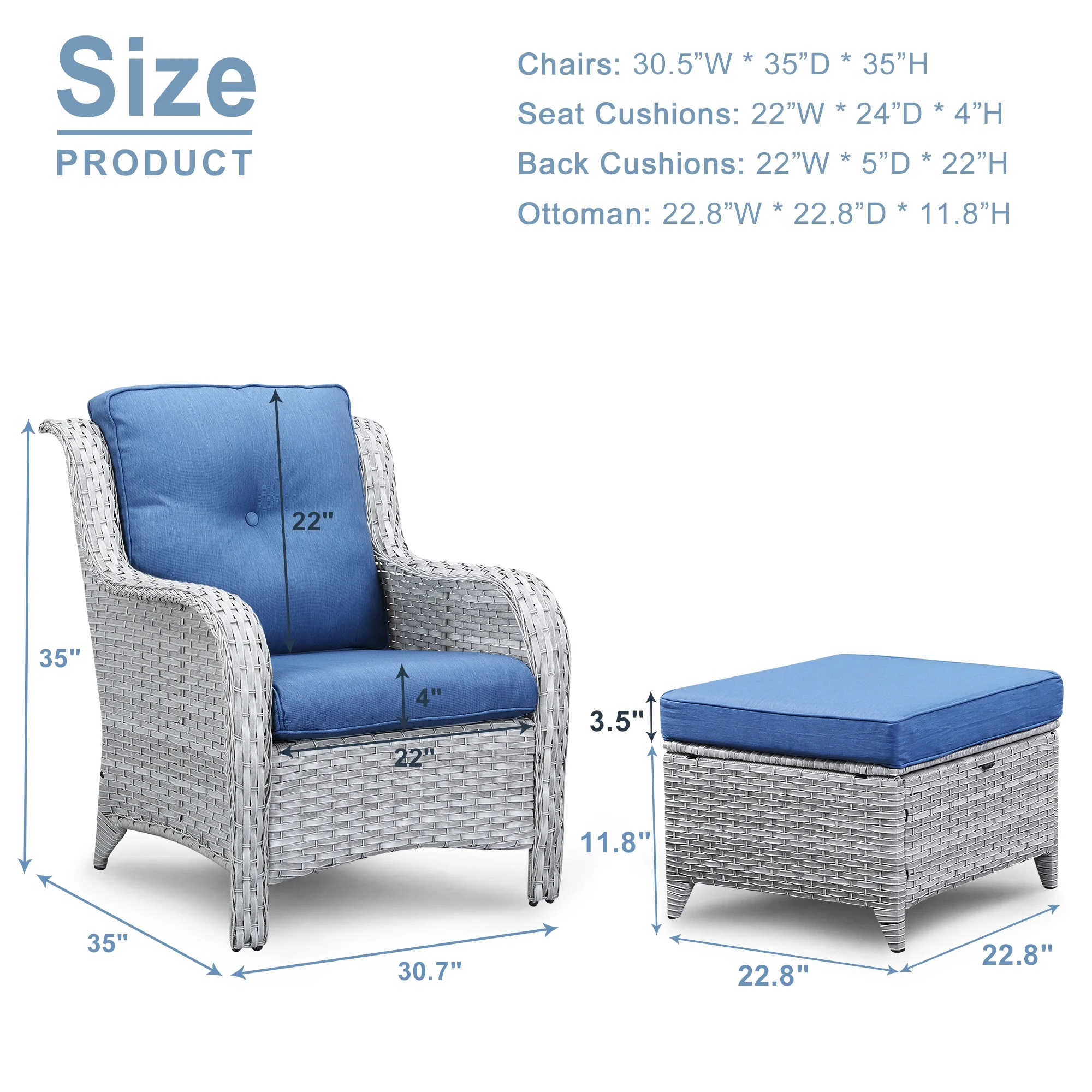 POCASSY Wicker Patio Chairs with Cushions