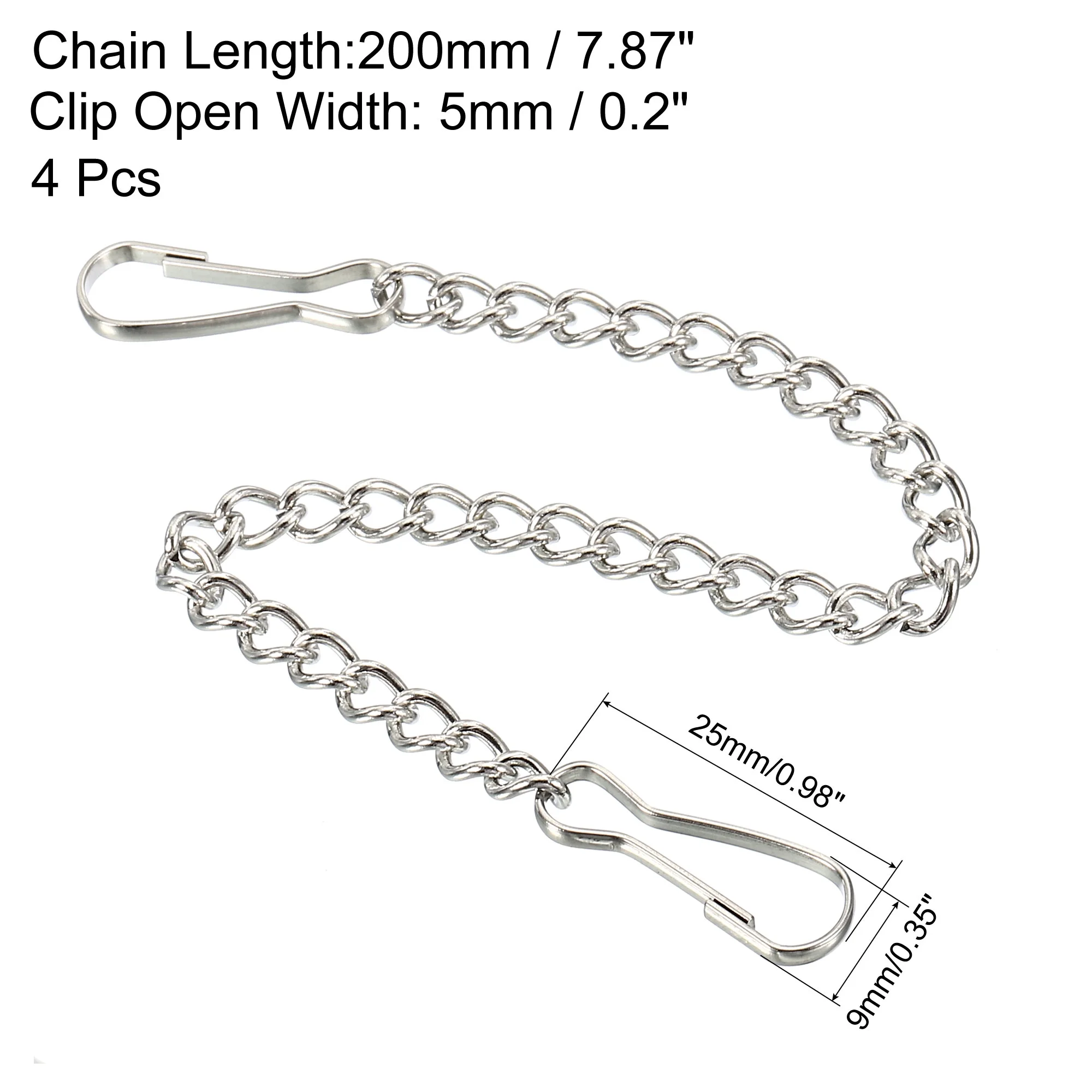 Uxcell 7.87 inch Signboard Garden Plant Basket Clips Hangers Hanging Chain Stainless Steel Silver Tone 4pcs