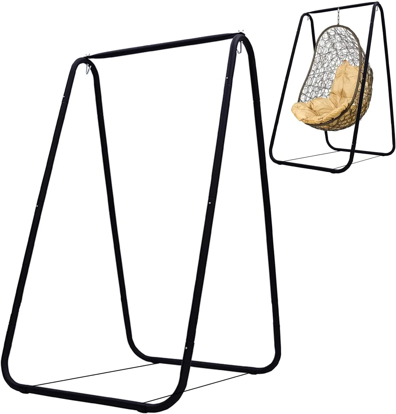 Chair Stand,A-Shaped Metal Swing Stand Frame,Heavy-Duty Steel Stand,Weather Resistant Portable Sturdy Hanging Chair Stand,Max 200 lb for Indoor Outdoor(Stand Only) (Black)