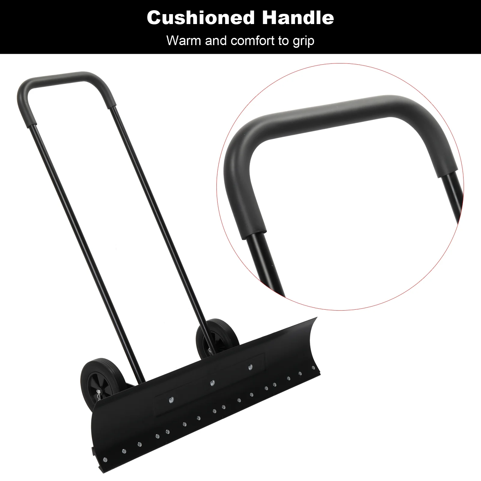 Zimtown Adjustable Wheeled Snow Pusher Wheeled Snow Shovel, Efficient Snow Removal Tool 39