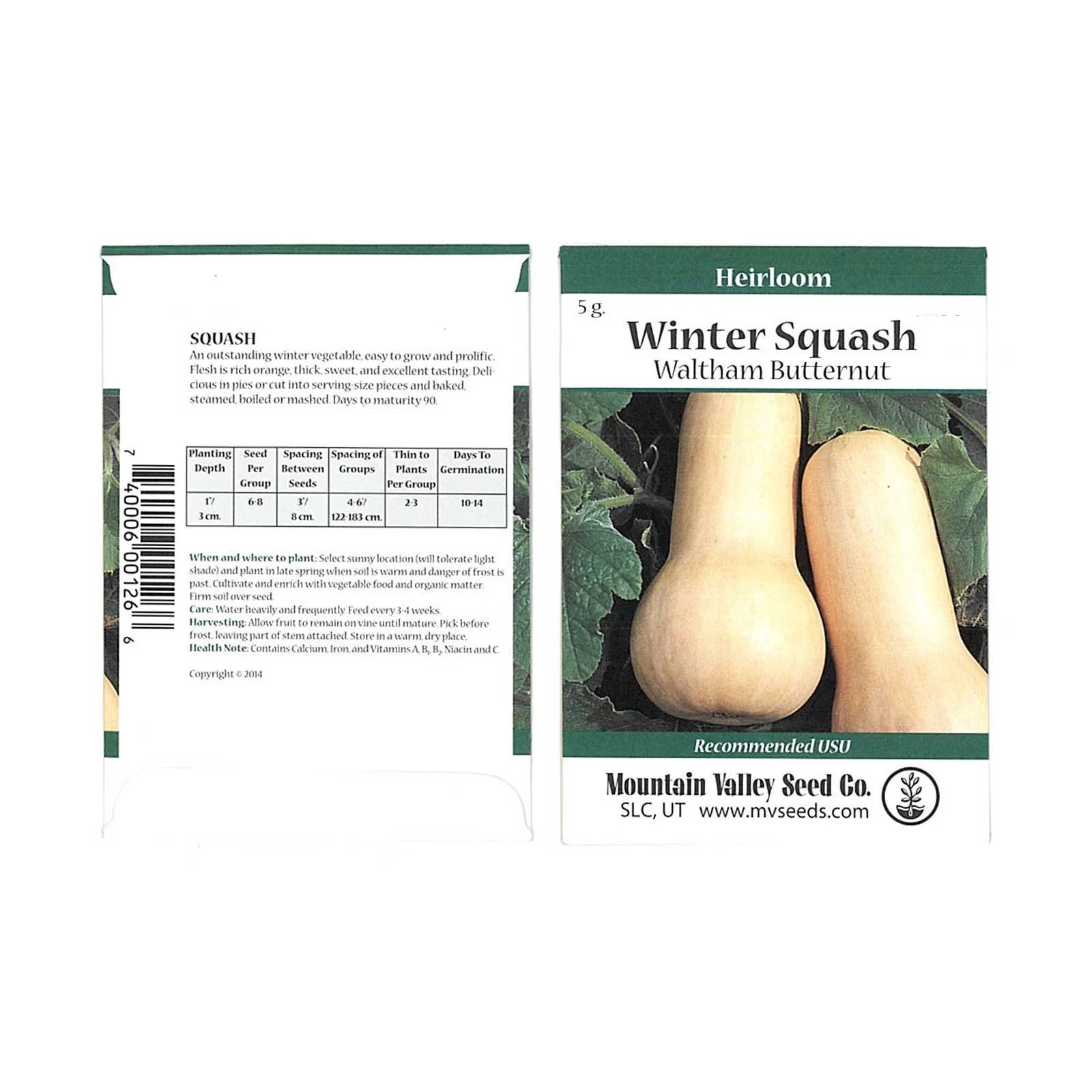 Waltham Butternut Winter Squash Garden Seeds - 5 g Packet - Heirloom, Non-GMO - Vegetable Gardening Seed - Butter Nut