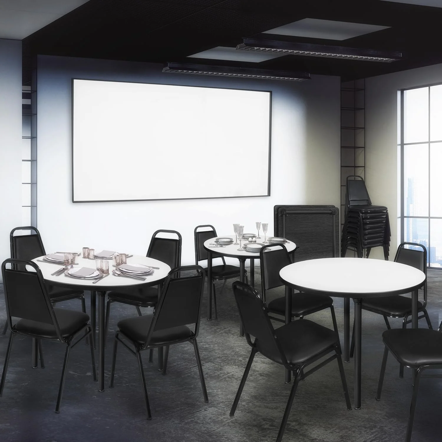 Restaurant Stack Chairs (Set of 40), Black