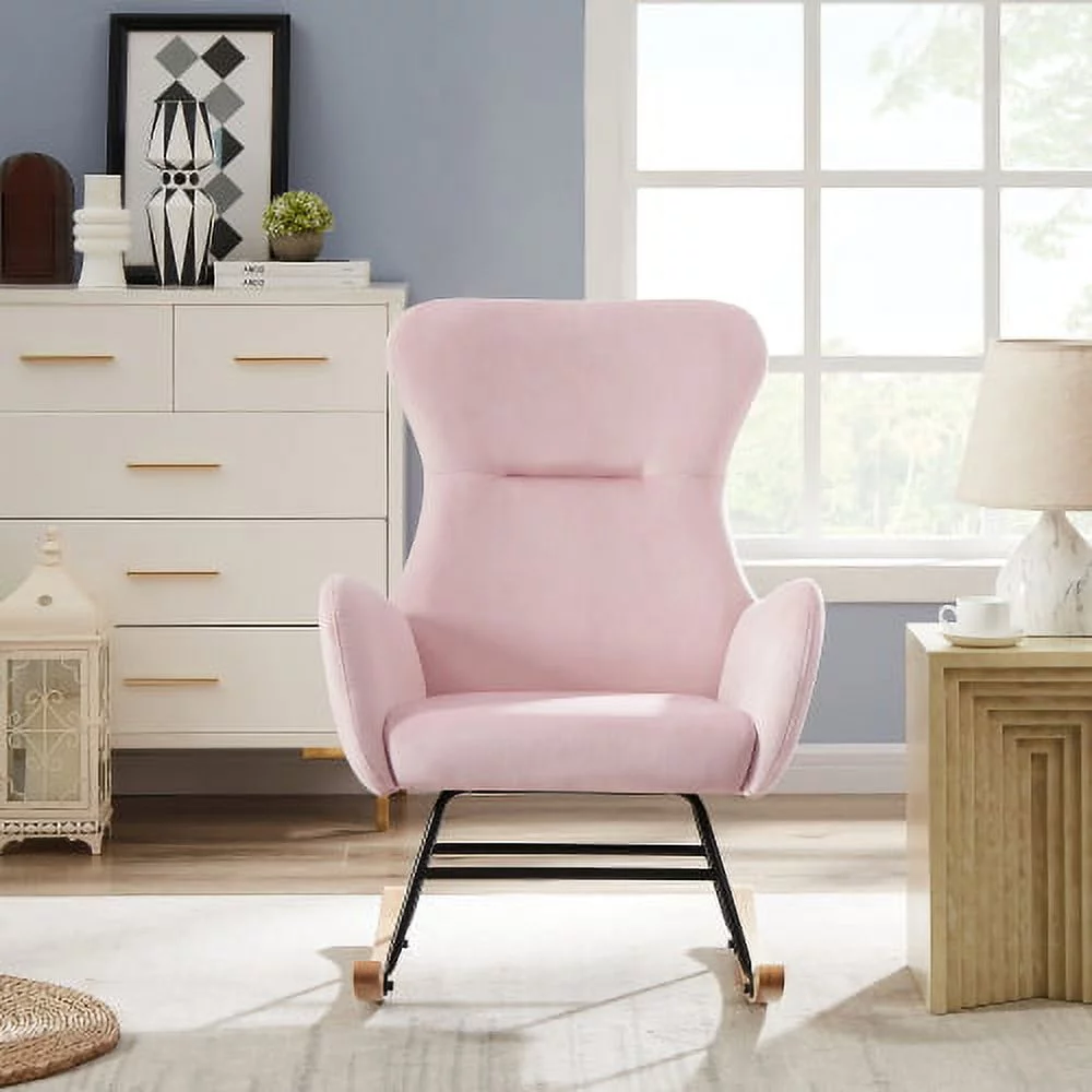 YLtoohoom Pink velvet rocking chair