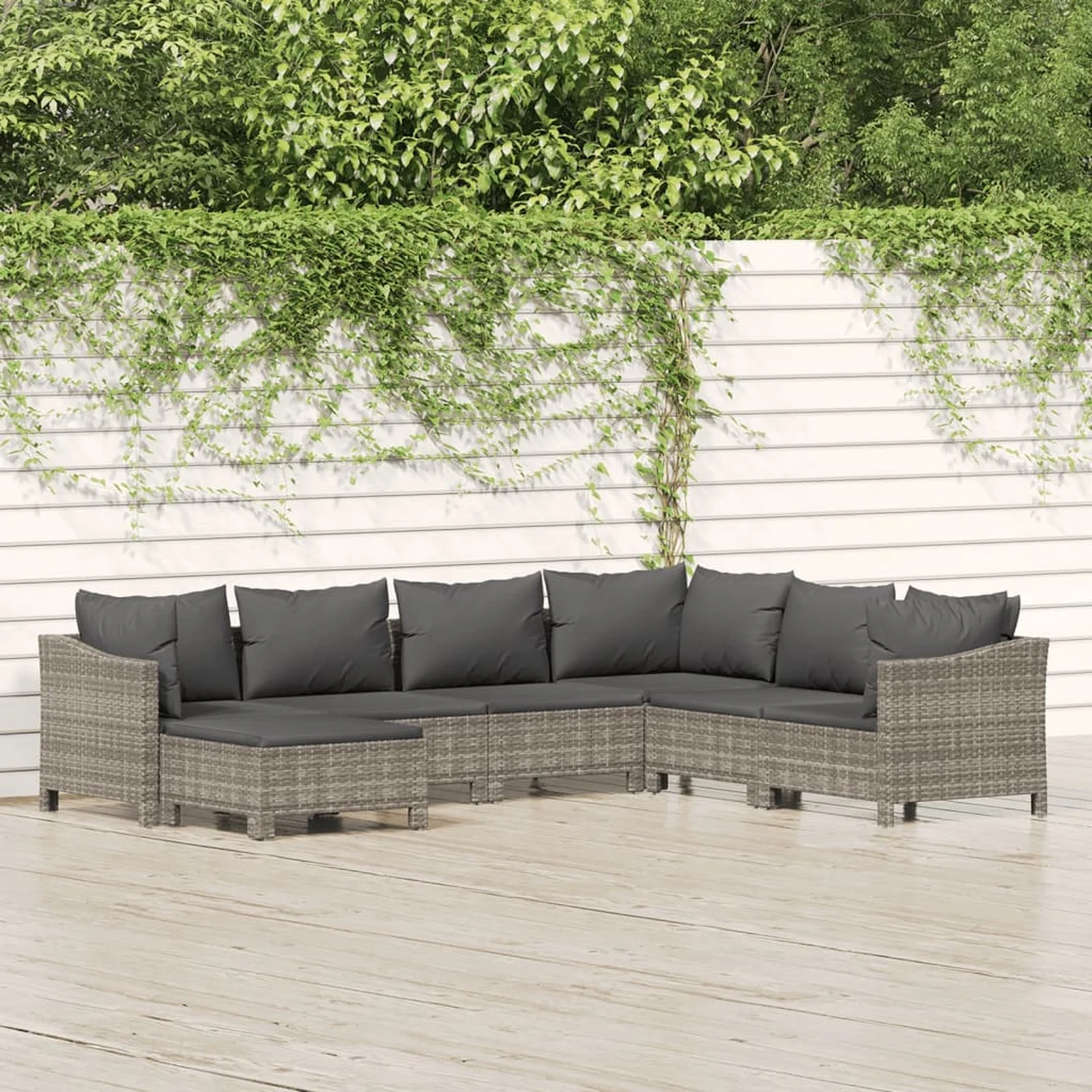Aibecy 7 Piece Patio Set with Cushions Gray Poly Rattan