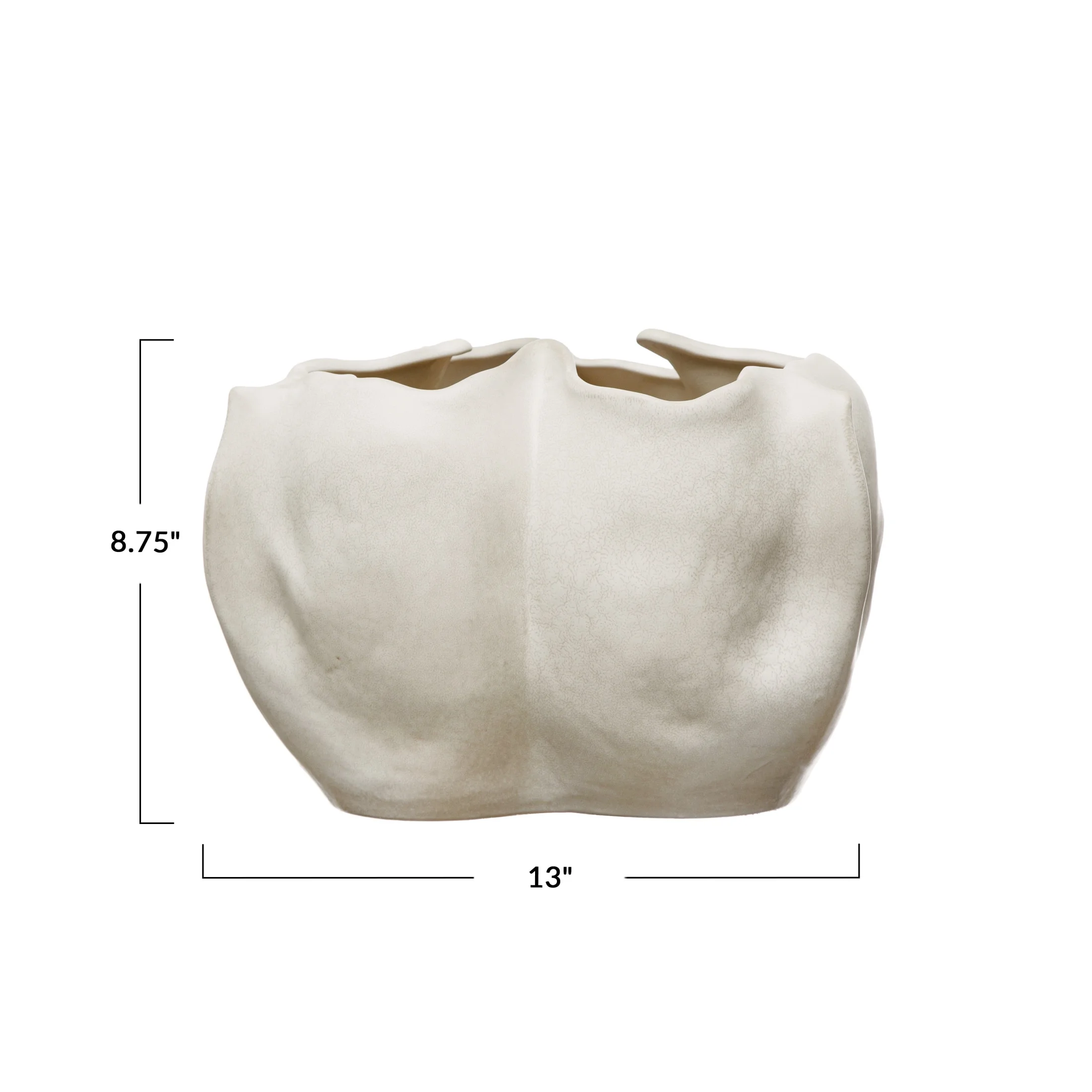 Bloomingville Decorative Organically Shaped Stoneware Planter, Matte Cream