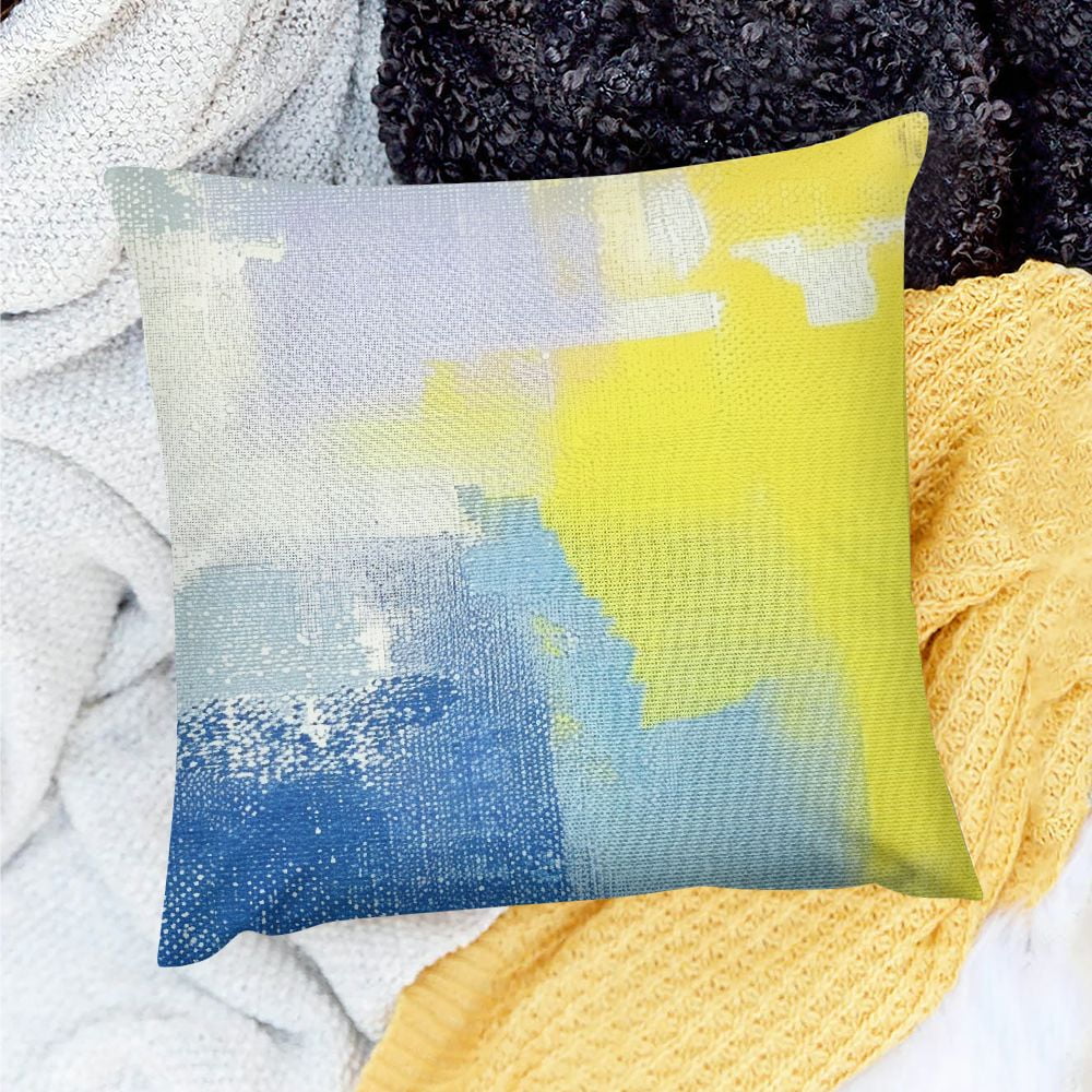 Ollo0ord Gey Yellow Throw Pillow Covers Geometric Decorative Pillow Case Pillowcase for Sofa Couch Bed Chair Car Luxury Cushion Case Super Soft Outdoor Pillows Covers White