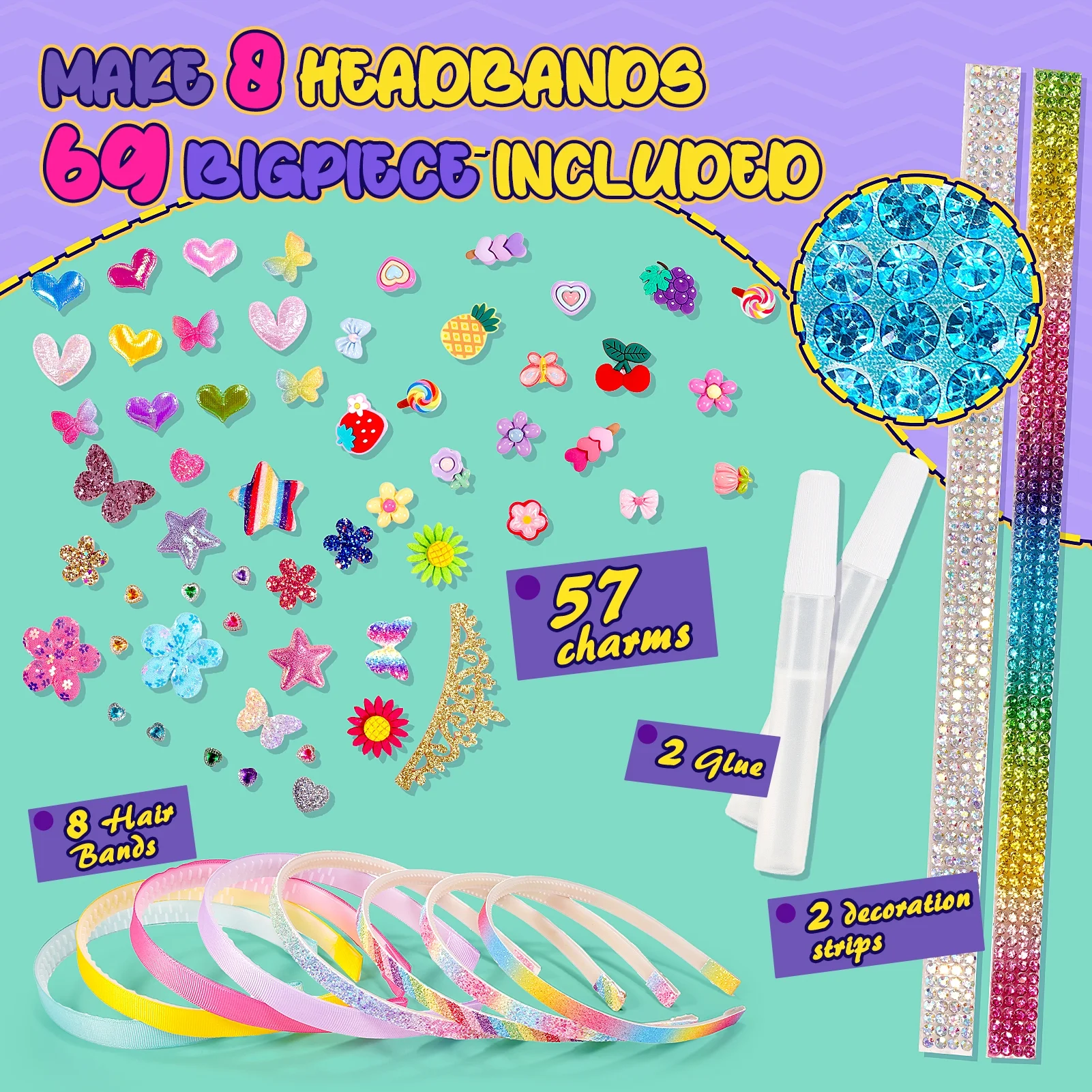 Headbands Making Kit for Girls, Gifts for 4 5 6 7 8 9 10 Year Old Girls, Hair Accessories Set for Girls 6-10, Craft Kits for Girls Birthday Gifts