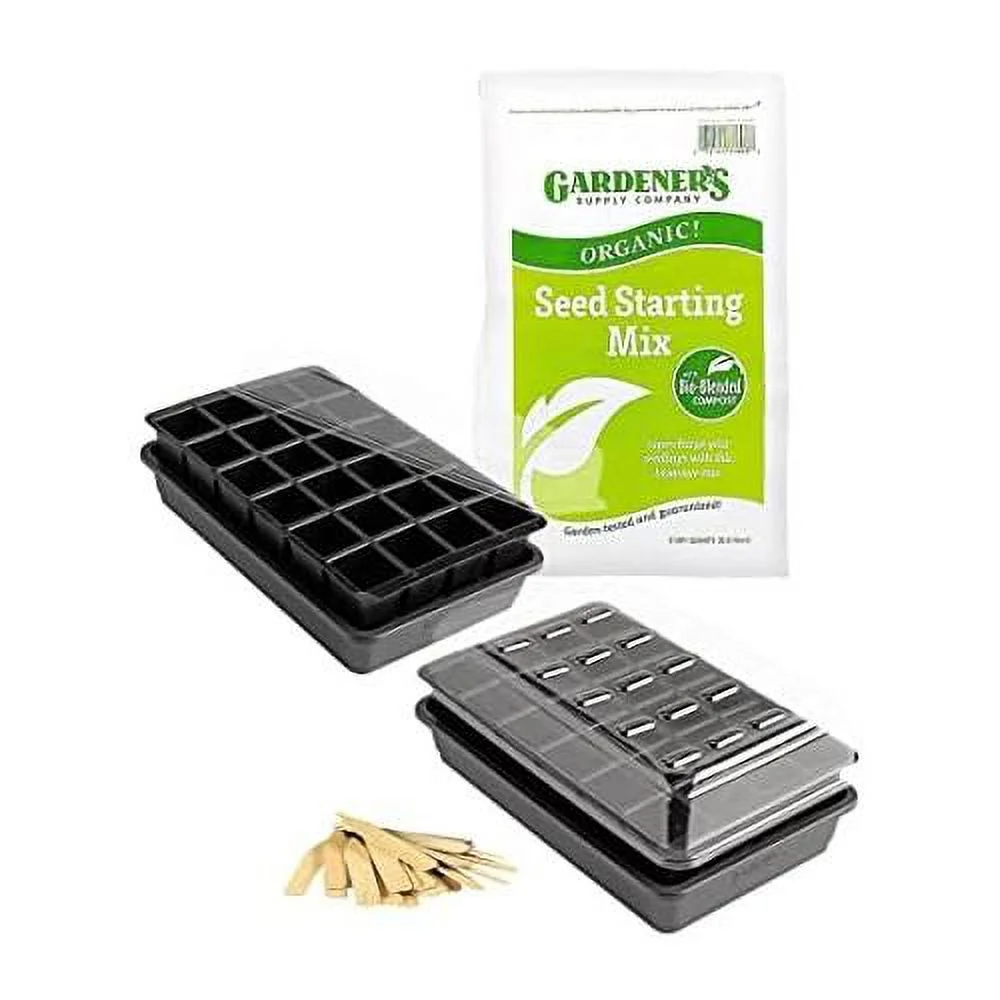 Gardeners   Seed Starter Kit Set | Organic Self Watering Growease Mini Greenhouse Gardening Kit With Seed Starting Mix, 24-Cell Seedling Trays, Wooden Markers And Water Reservoir