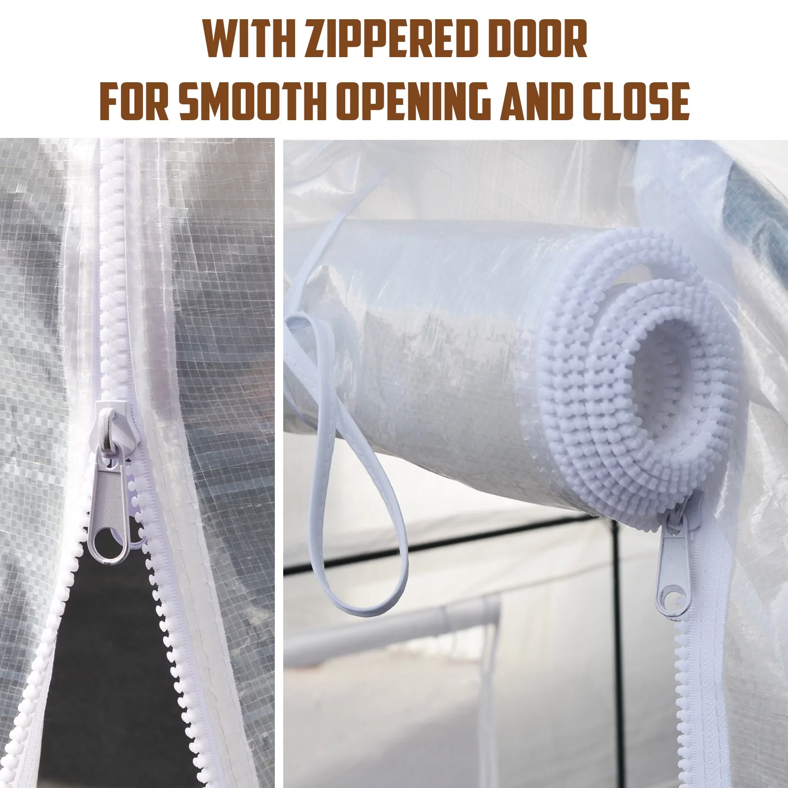 YardGrow Half Transparent Walk-in Plant Greenhouse Heavy Duty Garden Tunnel Tent with ABS Clamps