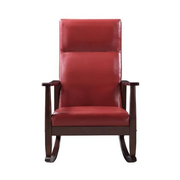 ZJbiubiuHome Raina Rocking Chair  Red PU & Espresso Finish 59931