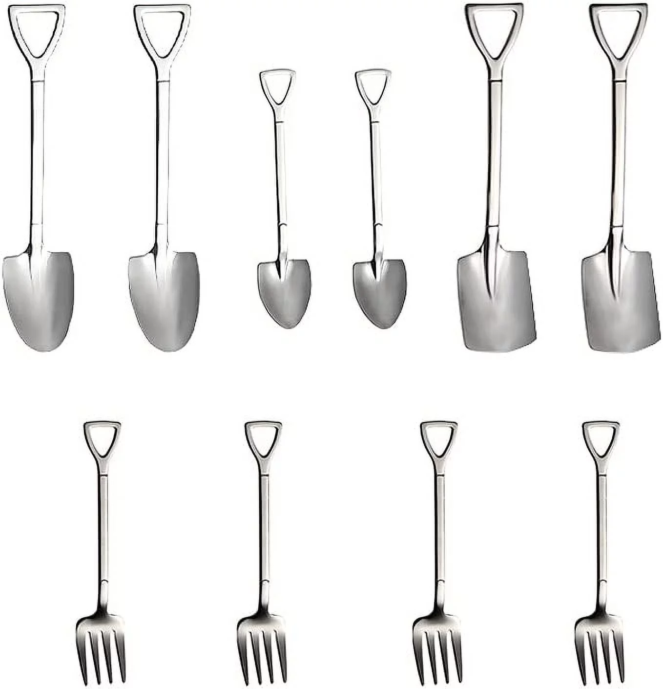 Mini Shovel Spoons for Desserts 304 Stainless Steel Shovel-Shaped Fork Spoon Watermelon Spoon Coffee Ice Cream Spoon Children's Spoon, Small Creative and Cute Gift