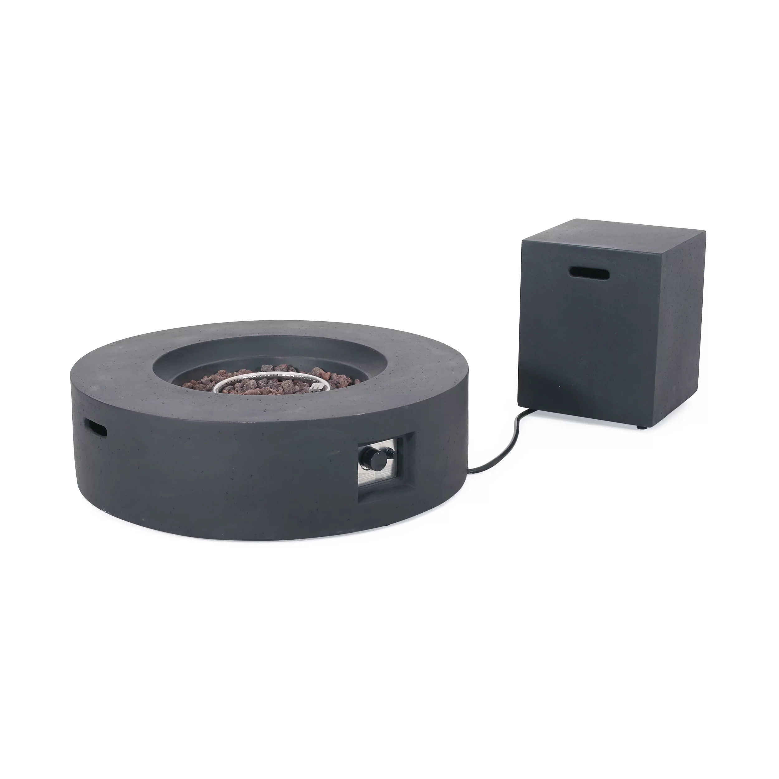 Hayes Circular 50K BTU Outdoor Gas Fire Pit Table with Tank Holder, Grey