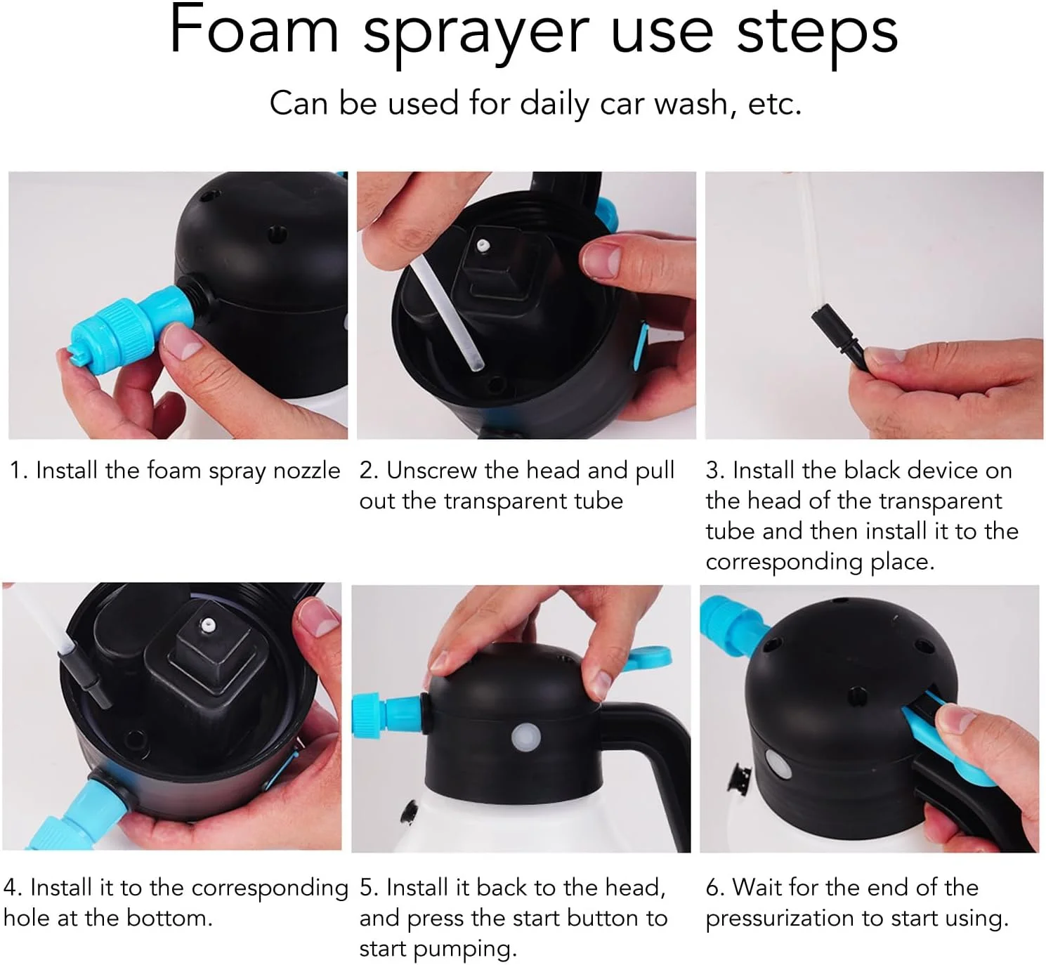 Handheld Foam Sprayer, 2000mAh 1.8L Cordless Pressurized PP Electric Foam Spray Bottle Foam Cannon for Car Washing Garden
