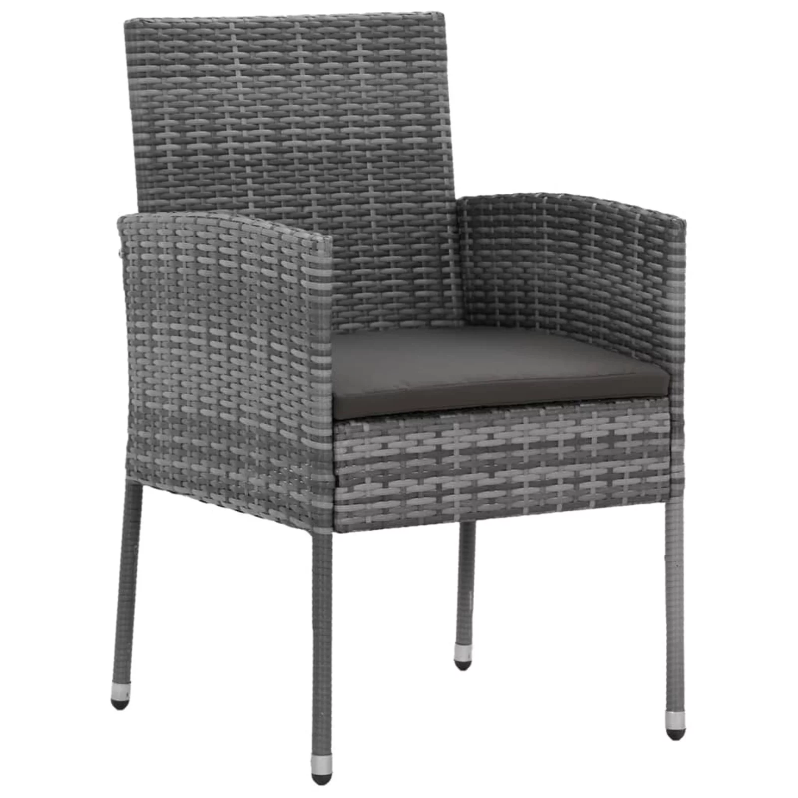 walmeck 3 Piece Patio Dining Set Poly Rattan Gray