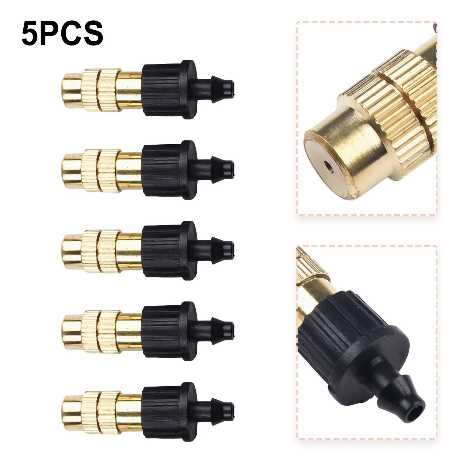 5 Pcs Brass Fog Mist Nozzle Misting Fogging Cooling Spray Sprinkler Head Lawn