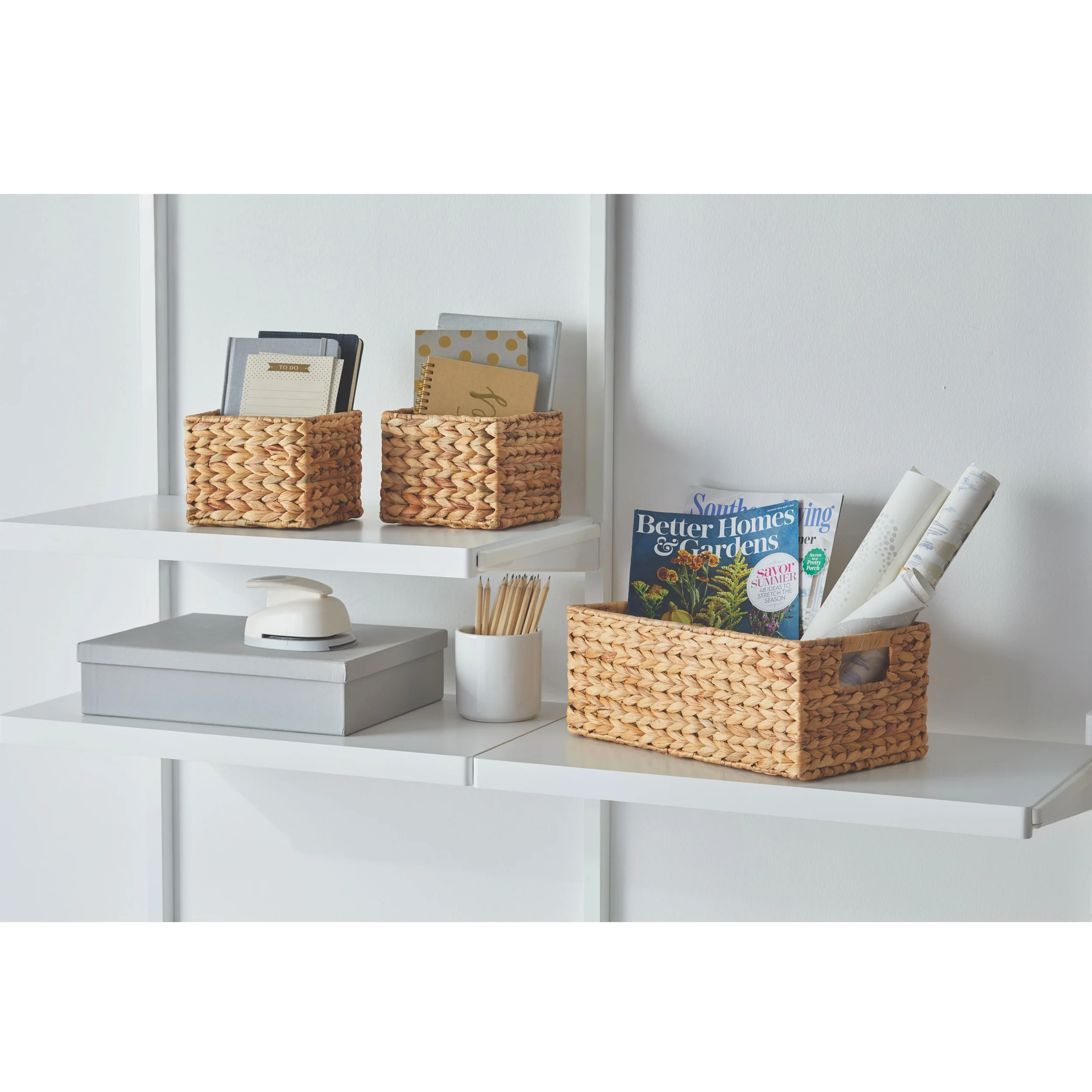 Better Homes & Gardens Woven Natural Water Hyacinth Organizational Basket Set of 3