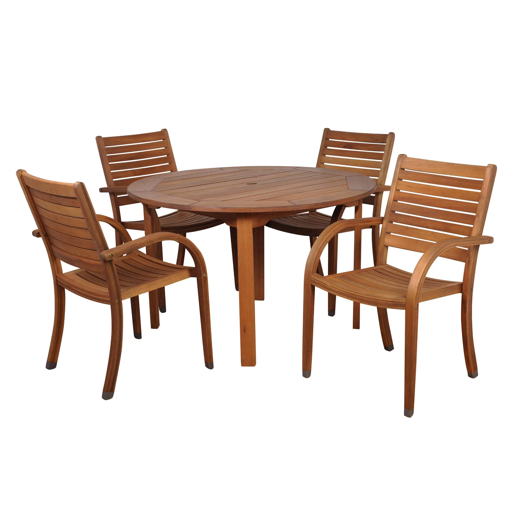 Outdoor Living and Style 5-Piece Brown Arizona Eucalyptus Round Patio Dining Set 47
